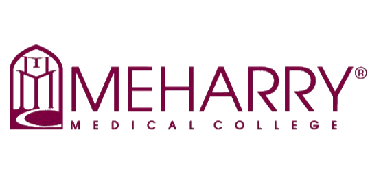 Meharry Medical College logo with purple text and emblem.