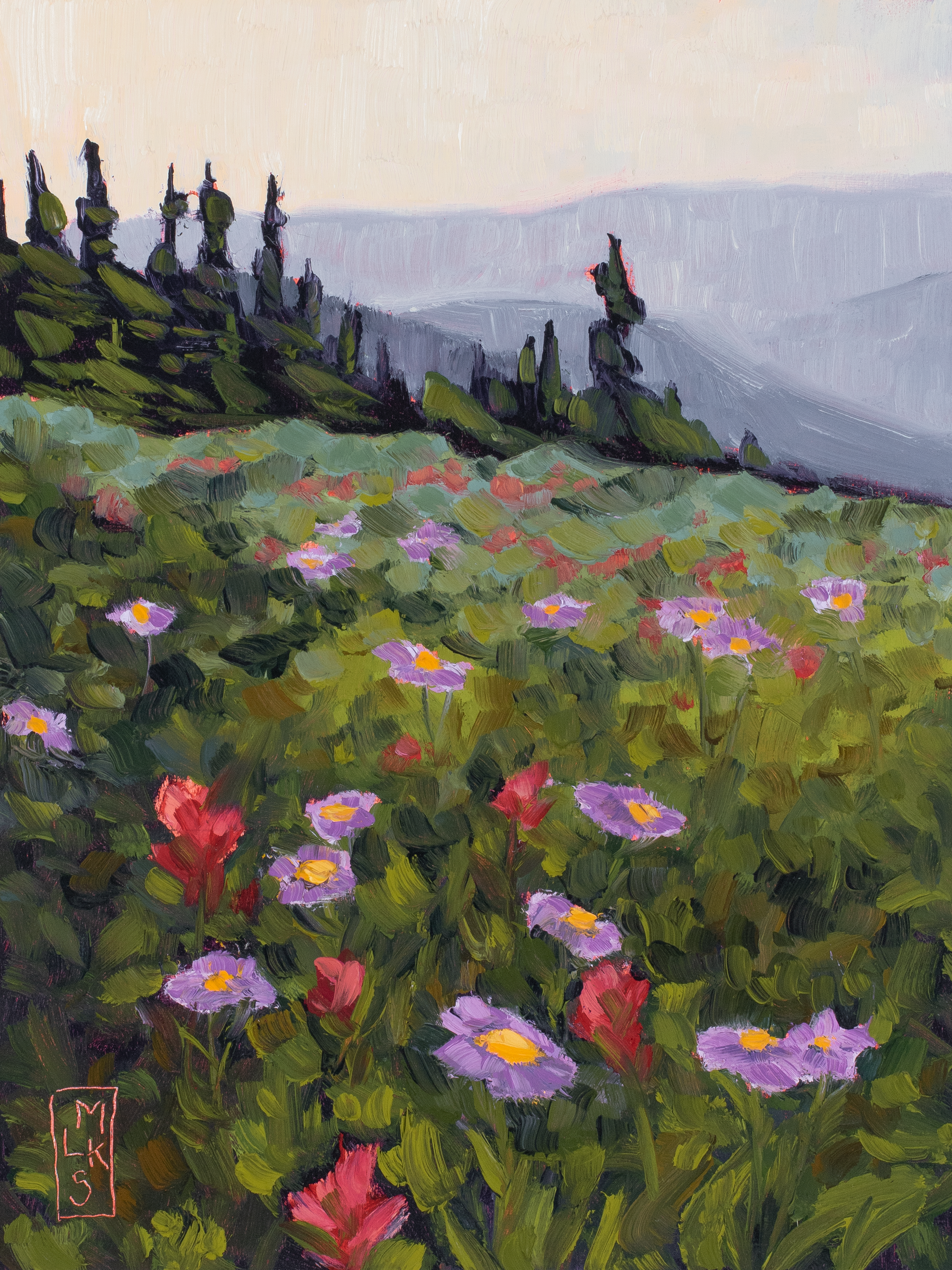 Wildflower Meadow on Morfee No 3
8"x6"x0.875" oil on canvas 2025
$115 CAD plus applicable 
taxes and shipping