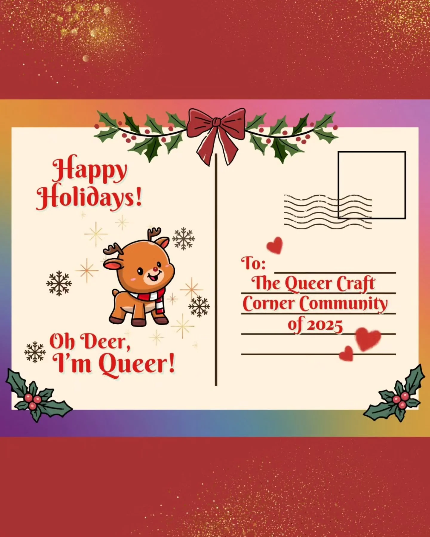 🎉 Happy Holidays to all you crafty people! 🎉

As we wrap up an incredible year at Queer Craft Corner, we want to take a moment to express our heartfelt gratitude to each and every one of you in our vibrant community. Your creativity, passion, and d