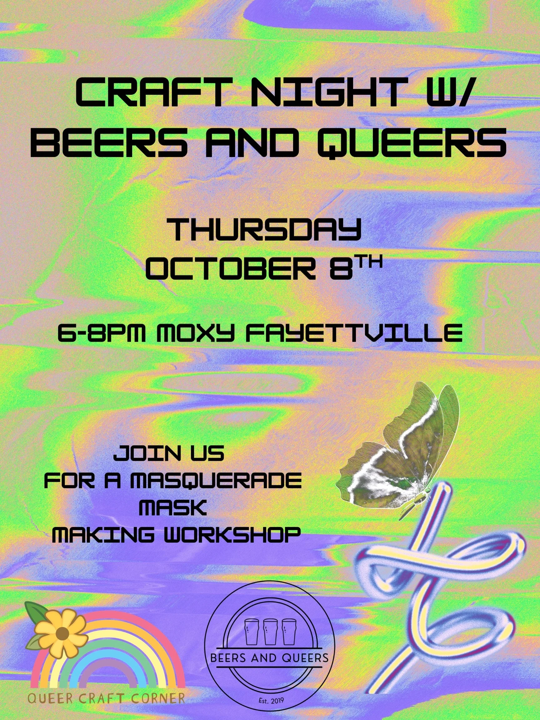 This collaboration has been a long time coming! 

Please join us as we bring our communities together to create a little magic. 🏳️&zwj;🌈🎨

📅 Thursday, October 8th
⏰ 6&ndash;8 PM
📍 Moxy Fayetteville
530 W Streamside Bend, Fayetteville, AR 72701

