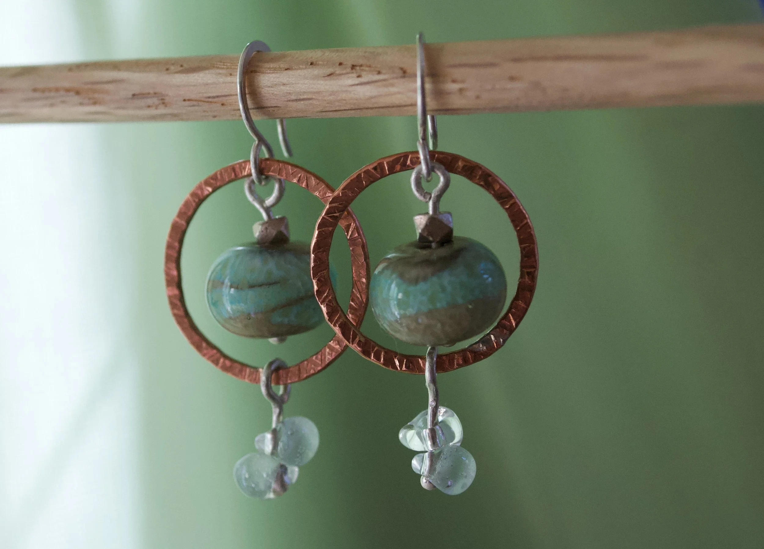 Lampwork and Copper Earrings