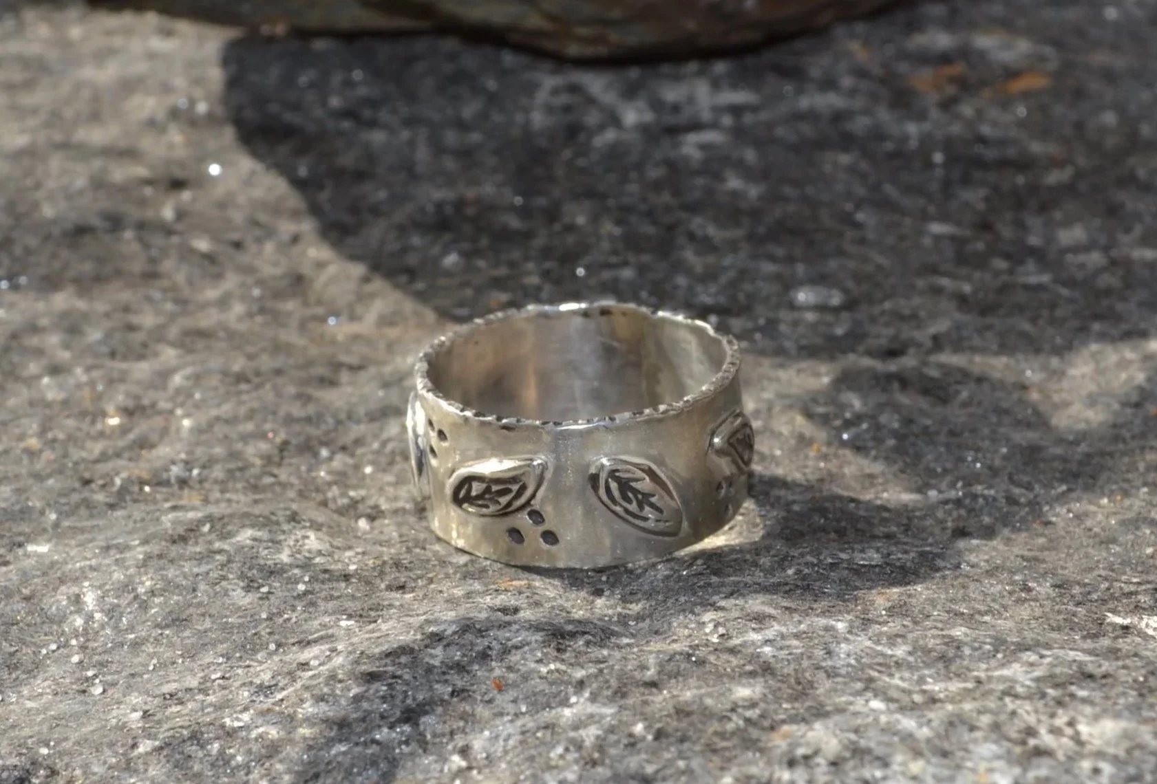 Sterling Stamped Leaf Ring