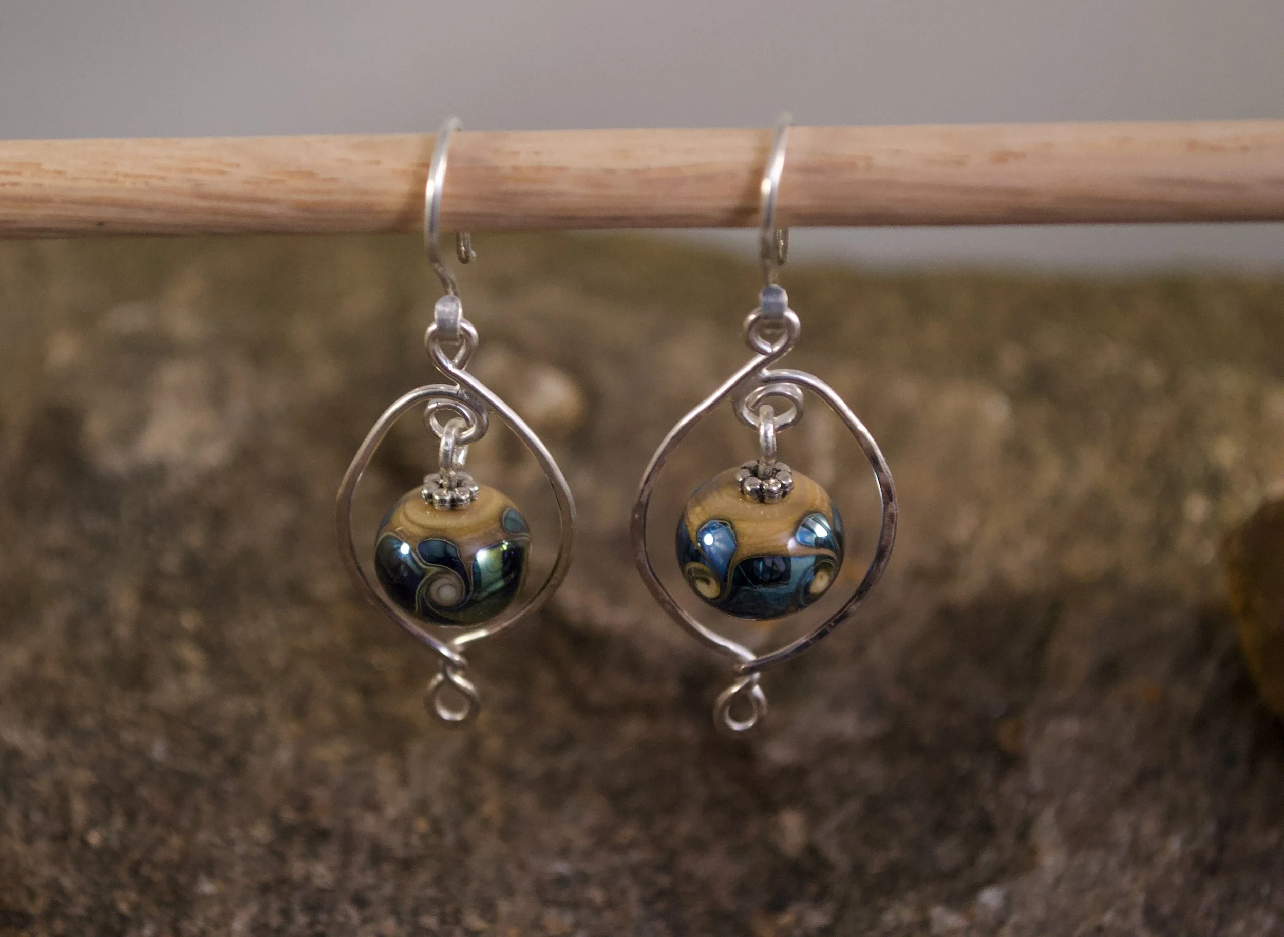 Metallic Lampwork and Sterling Earrings