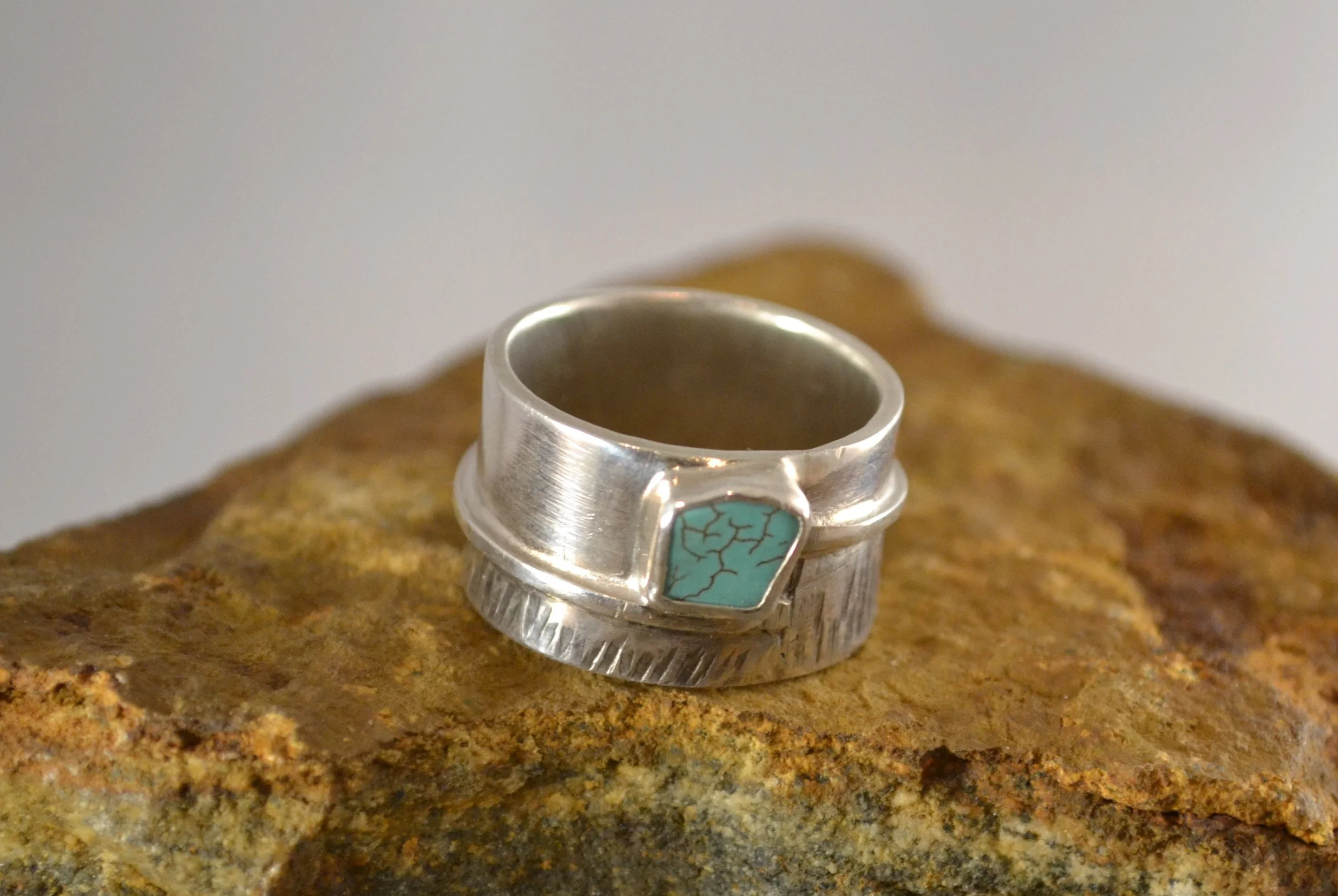 Wide Band Turquoise Ring