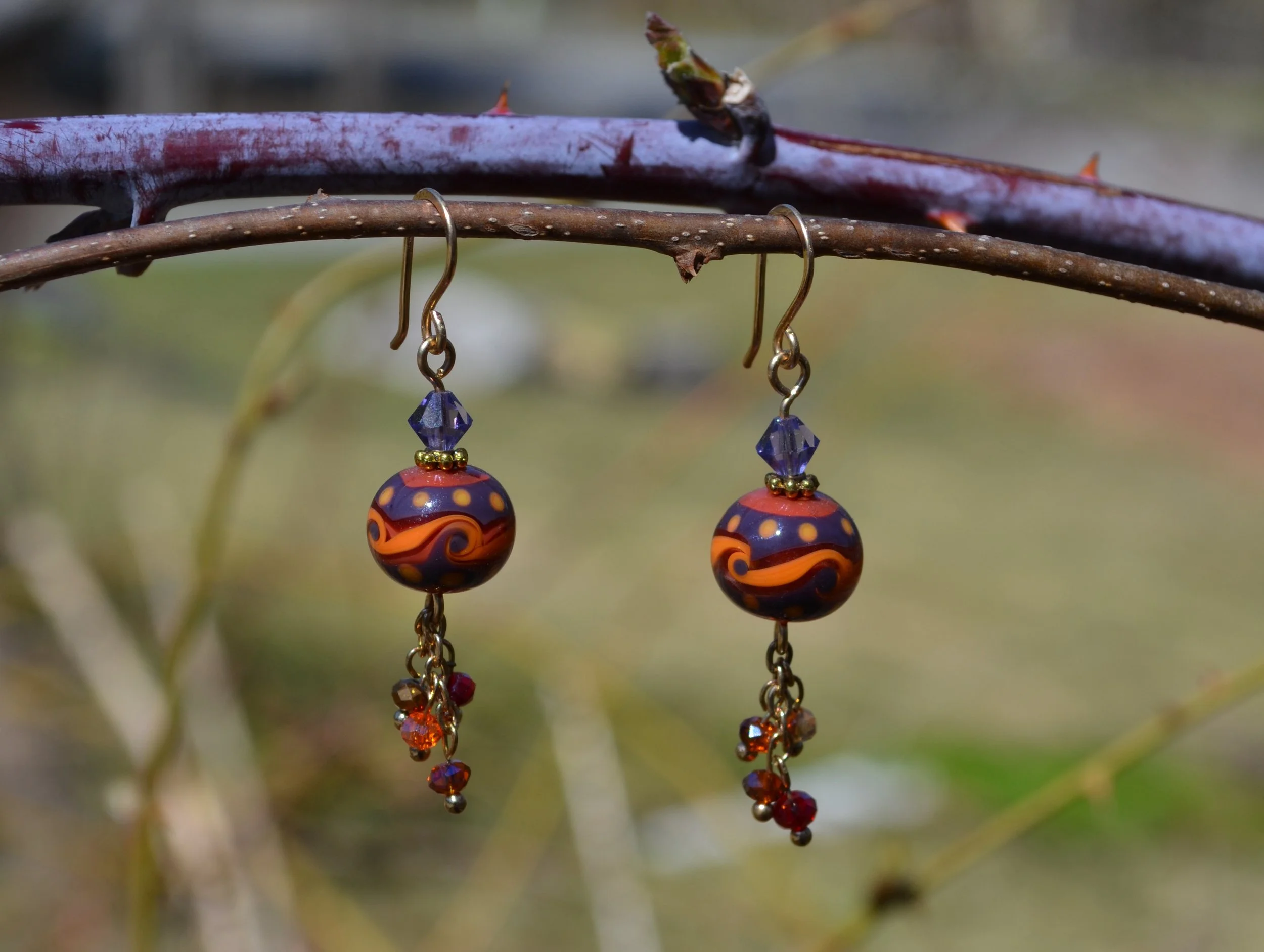 Lampwork Bead Dangle Earrings