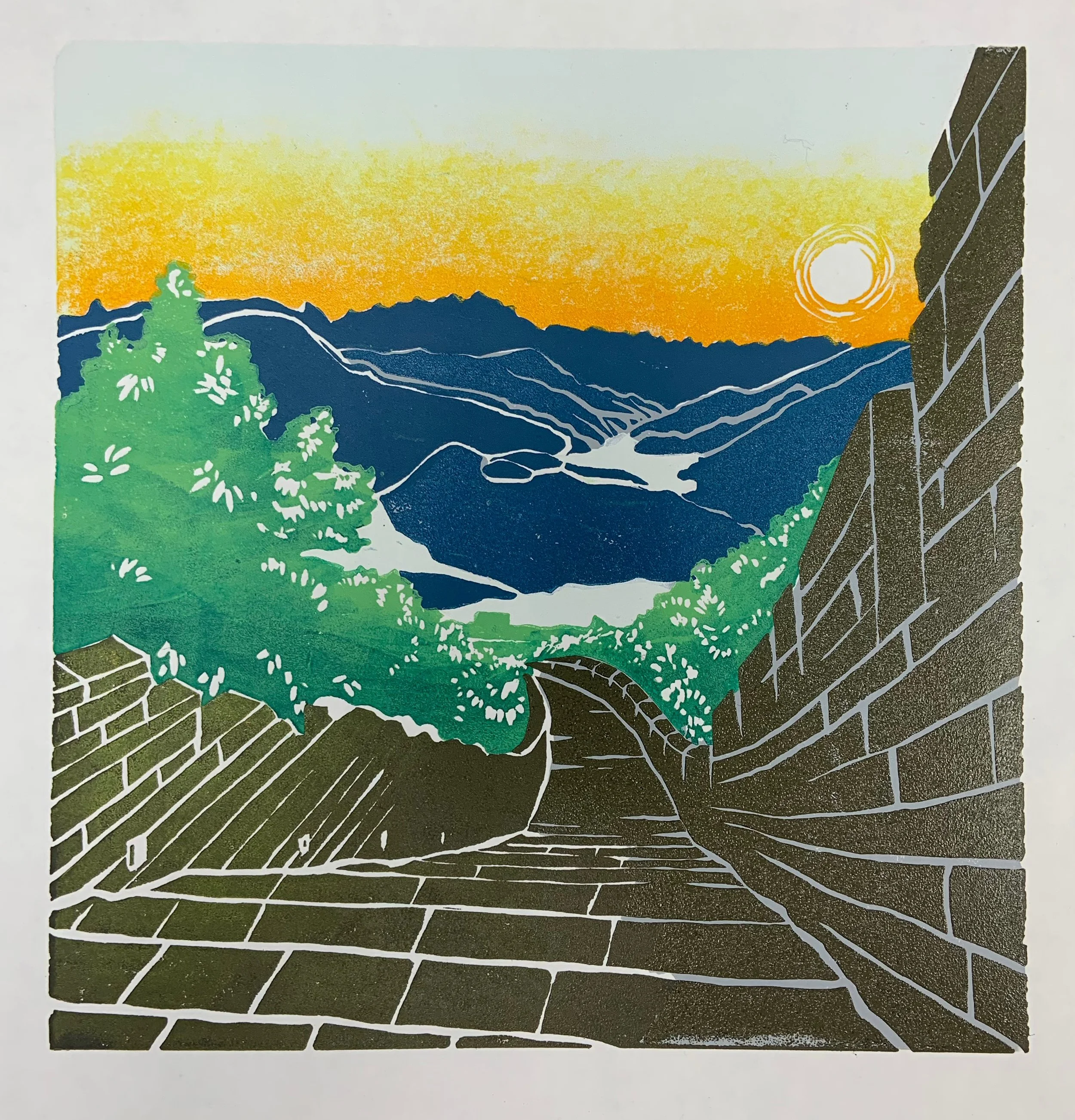Great Wall Linocut