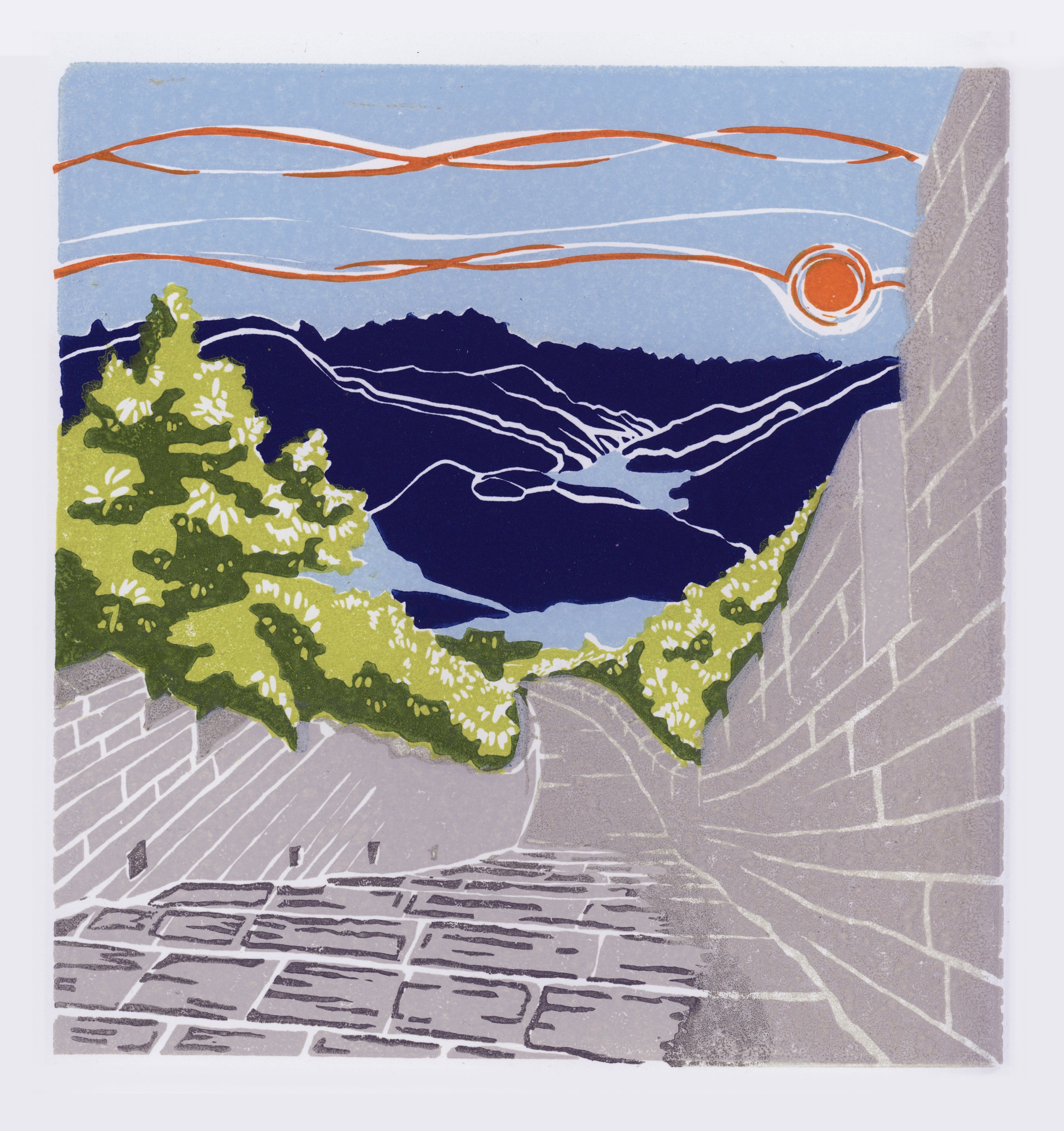 Great Wall 2 Linocut