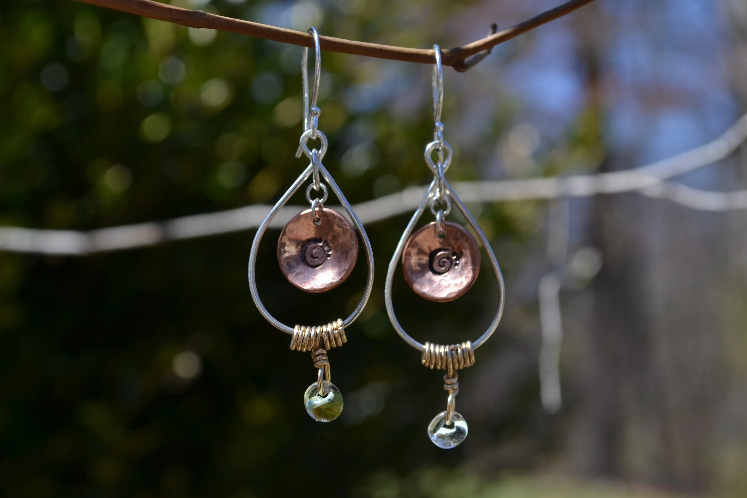 Copper Droplet Earrings