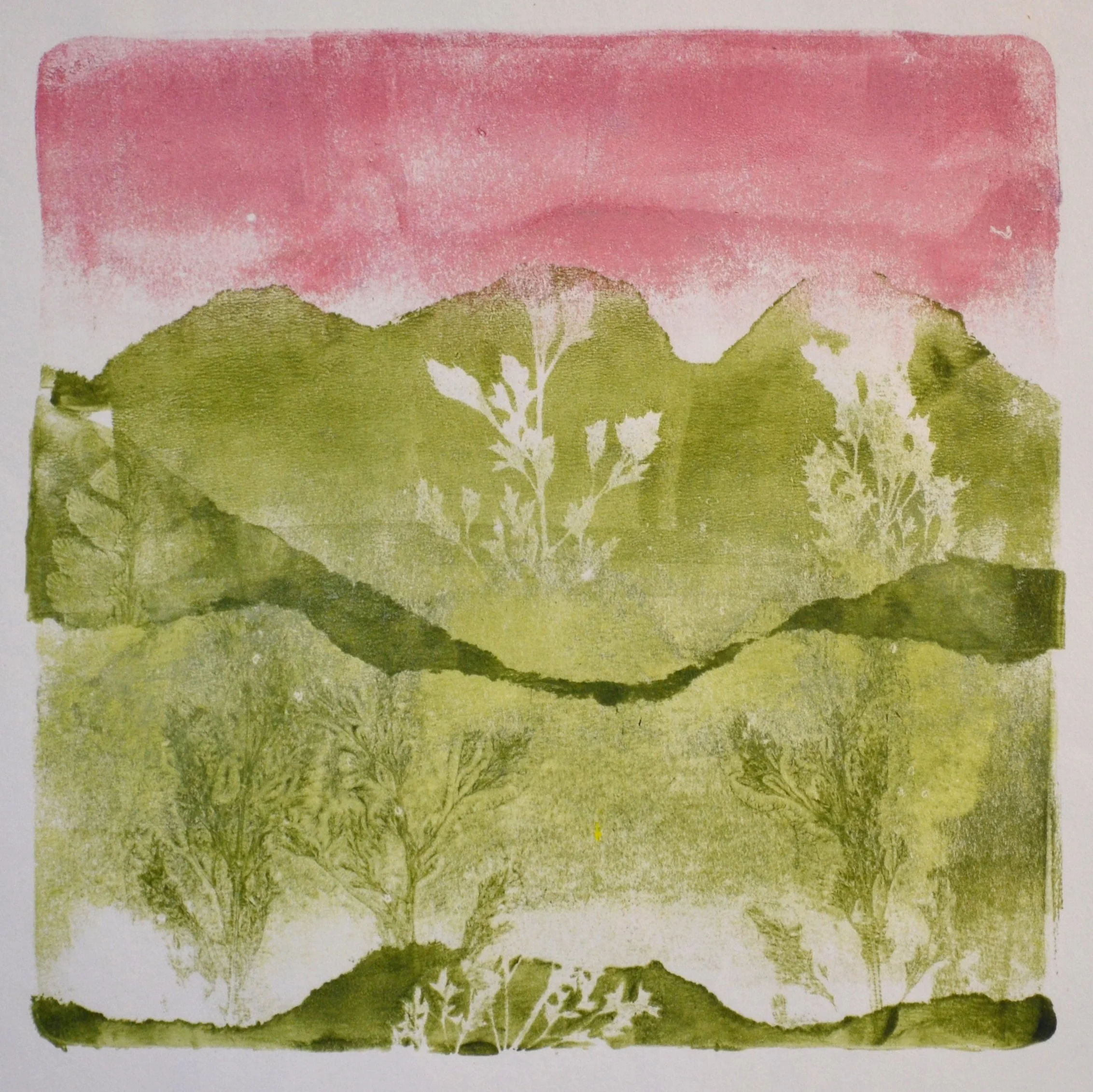 Green Mountains Gel Print
