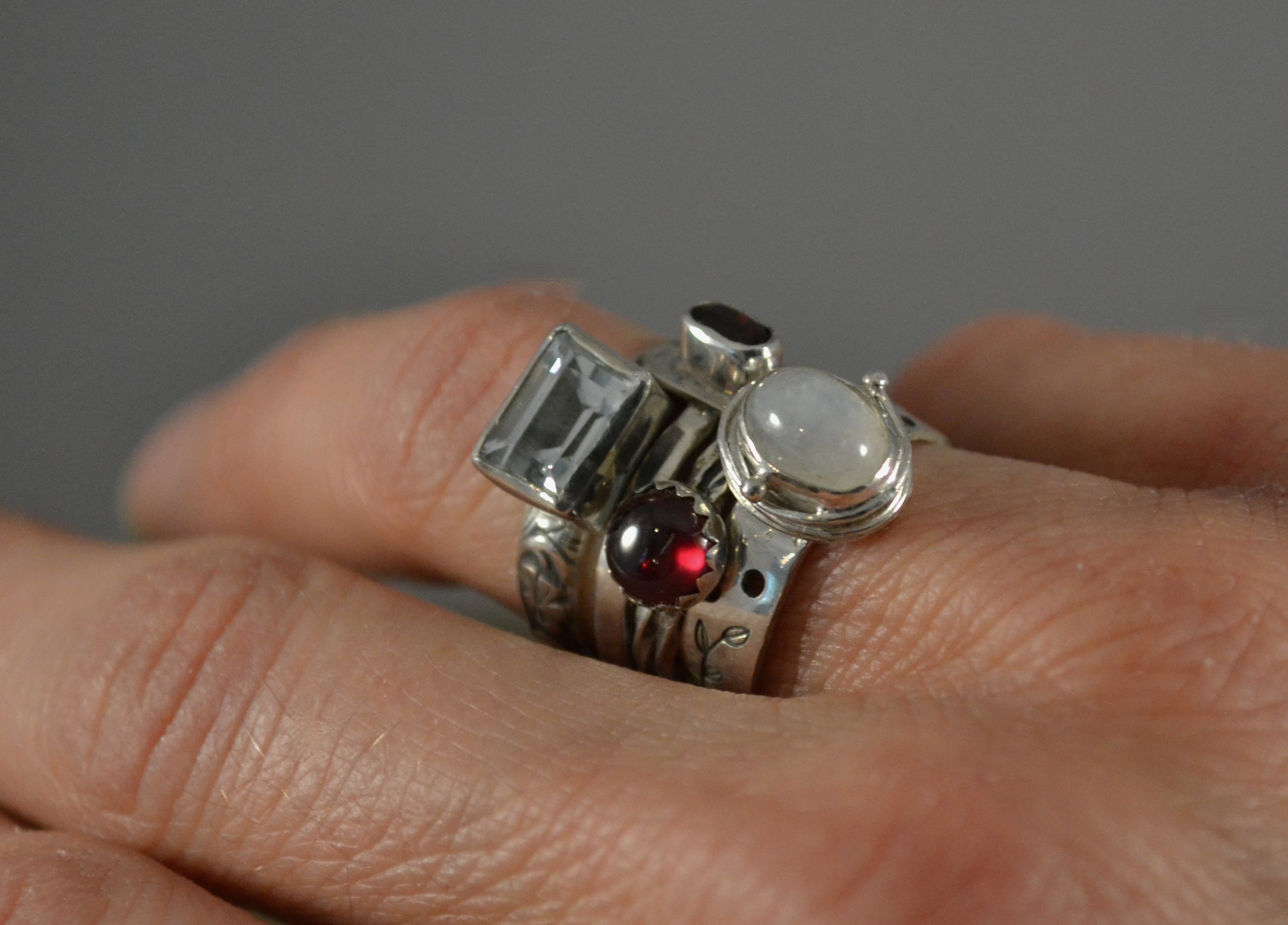 Set of 4 Stacking Birthstone Rings