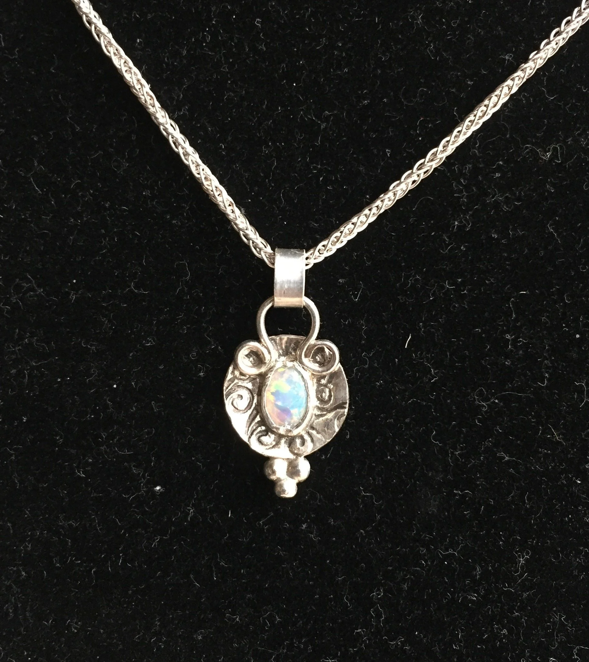 Tiny Opal Sterling Pendant