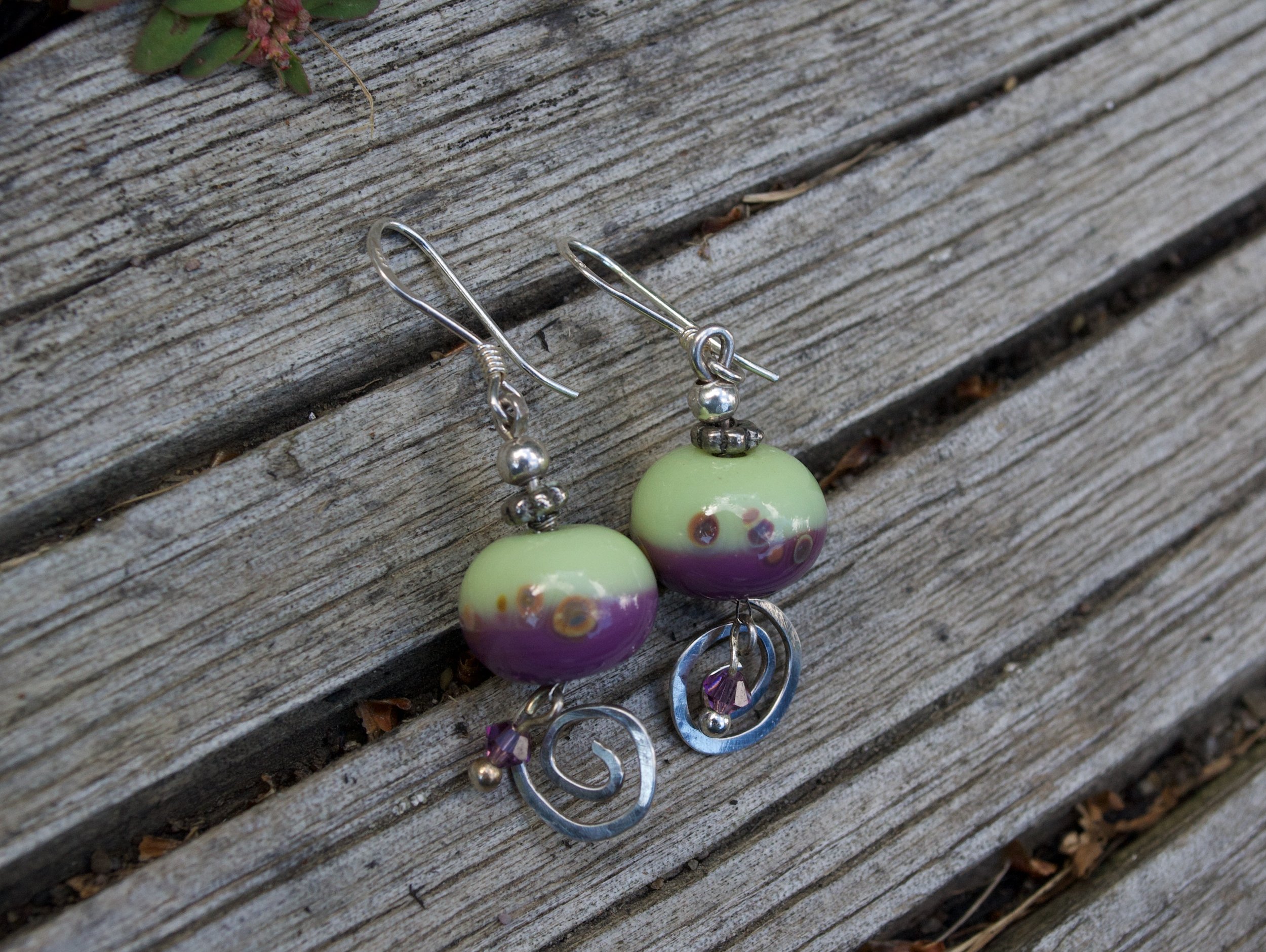 Little Lampwork Spiral Earrings
