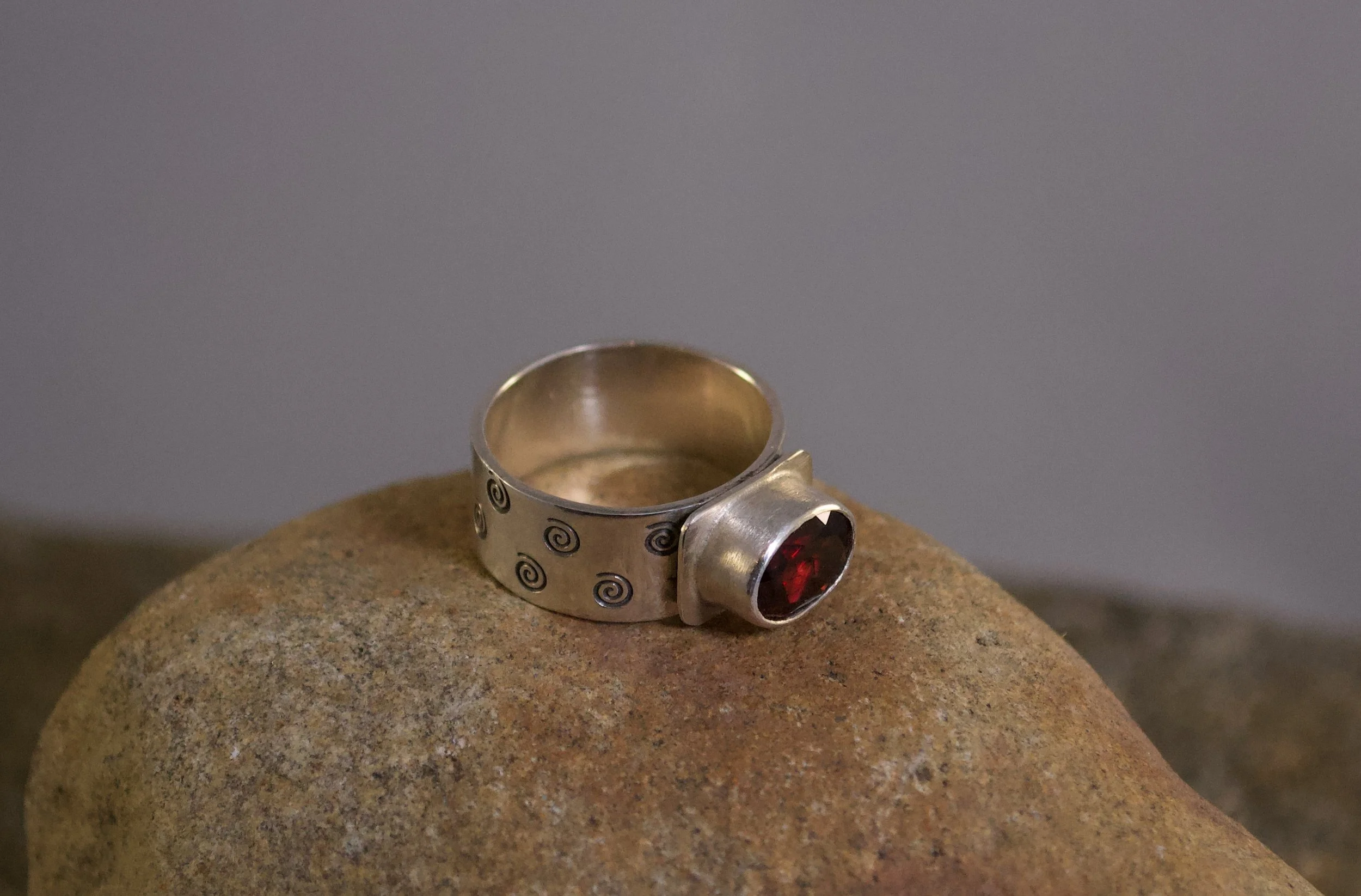 Garnet Spirals Ring