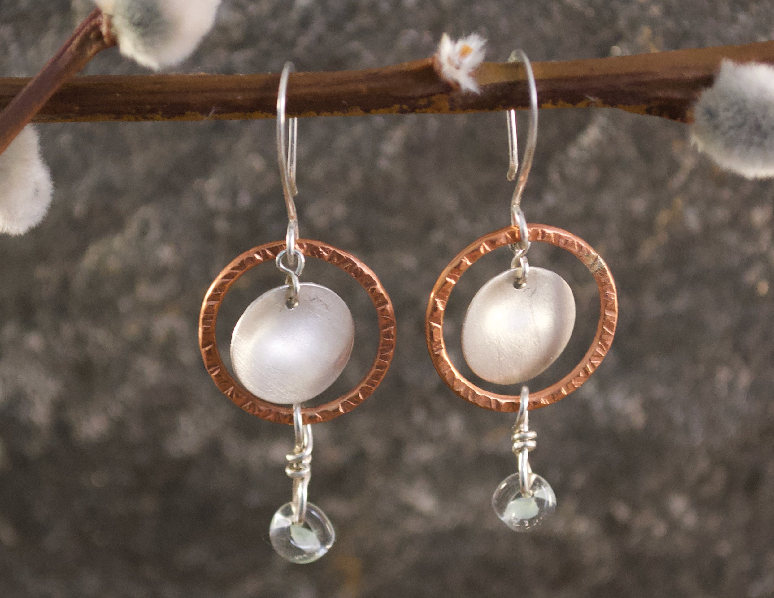 Copper and Lampwork Dangle Earrings