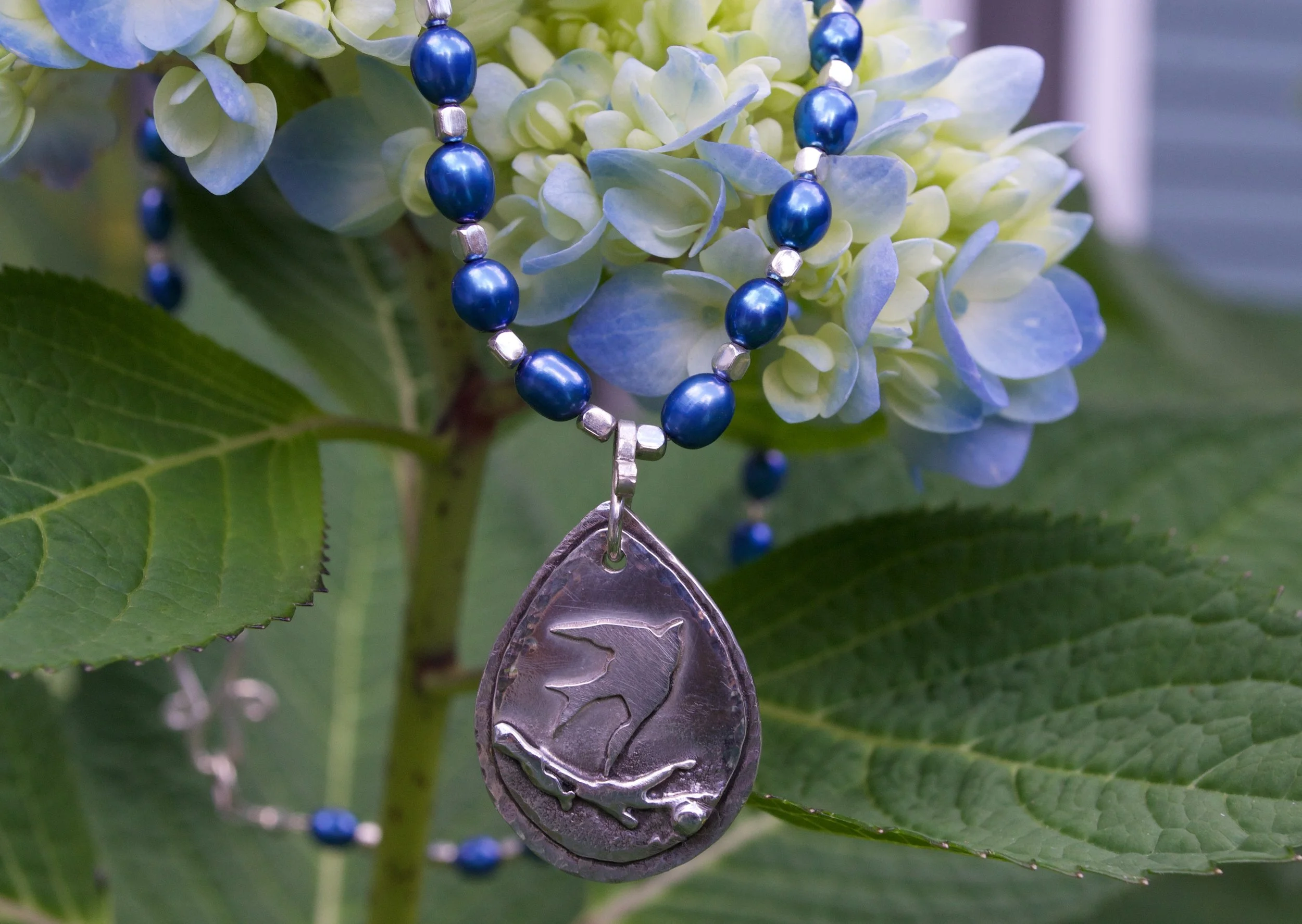 Soaring Sparrow Sterling & Pearl Necklace