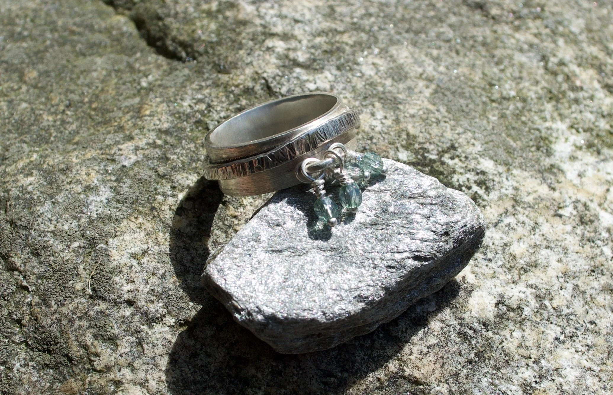 Sterling & Glass Bauble Ring