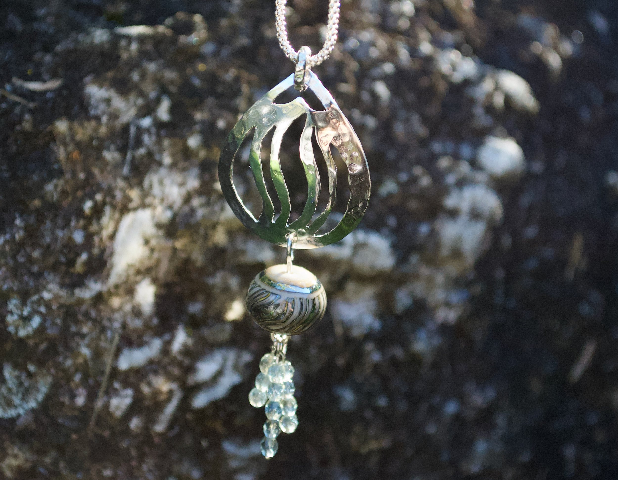 Fire & Ice Sterling and Lampwork Pendant