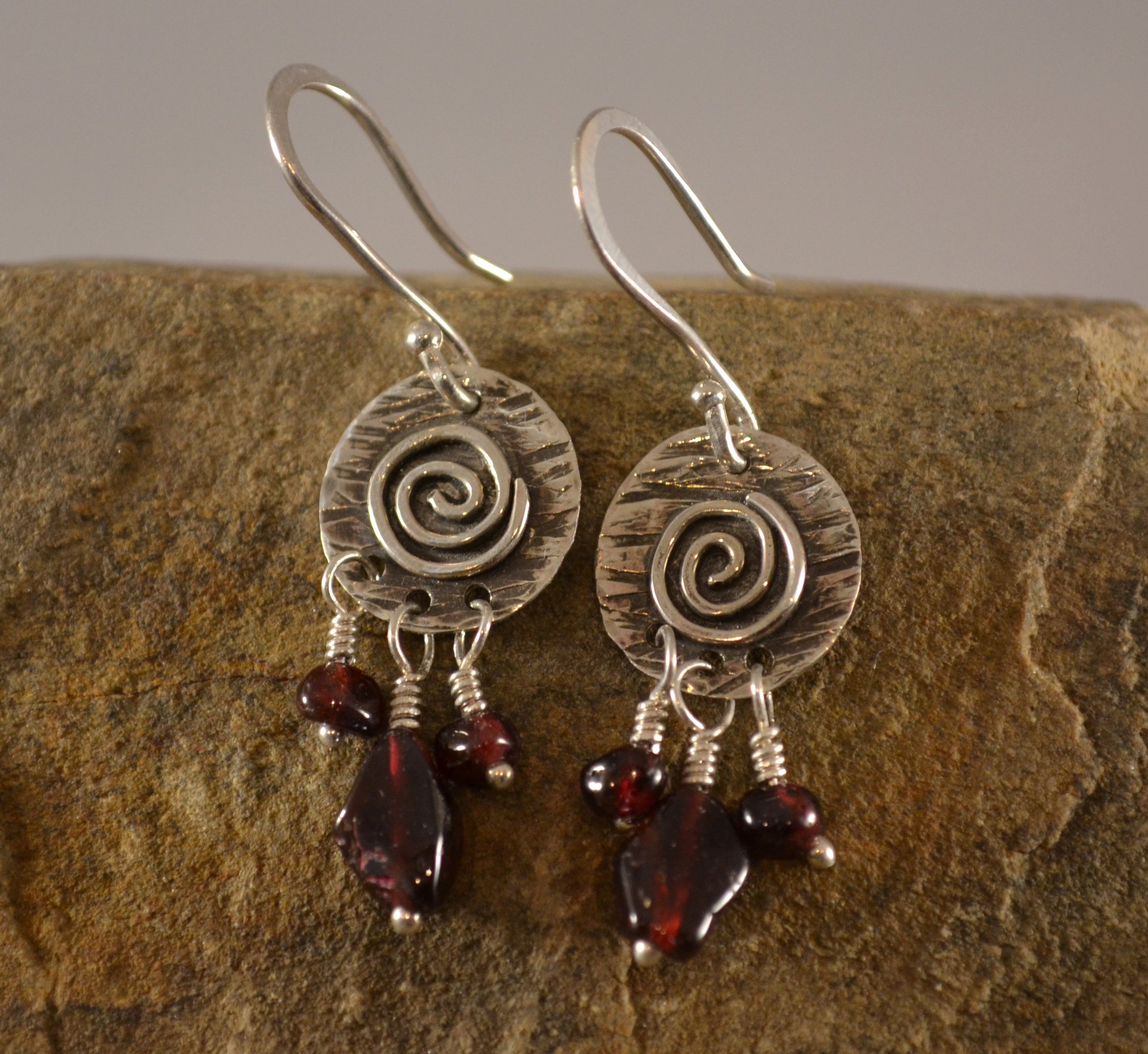 Garnet Swirl Earrings