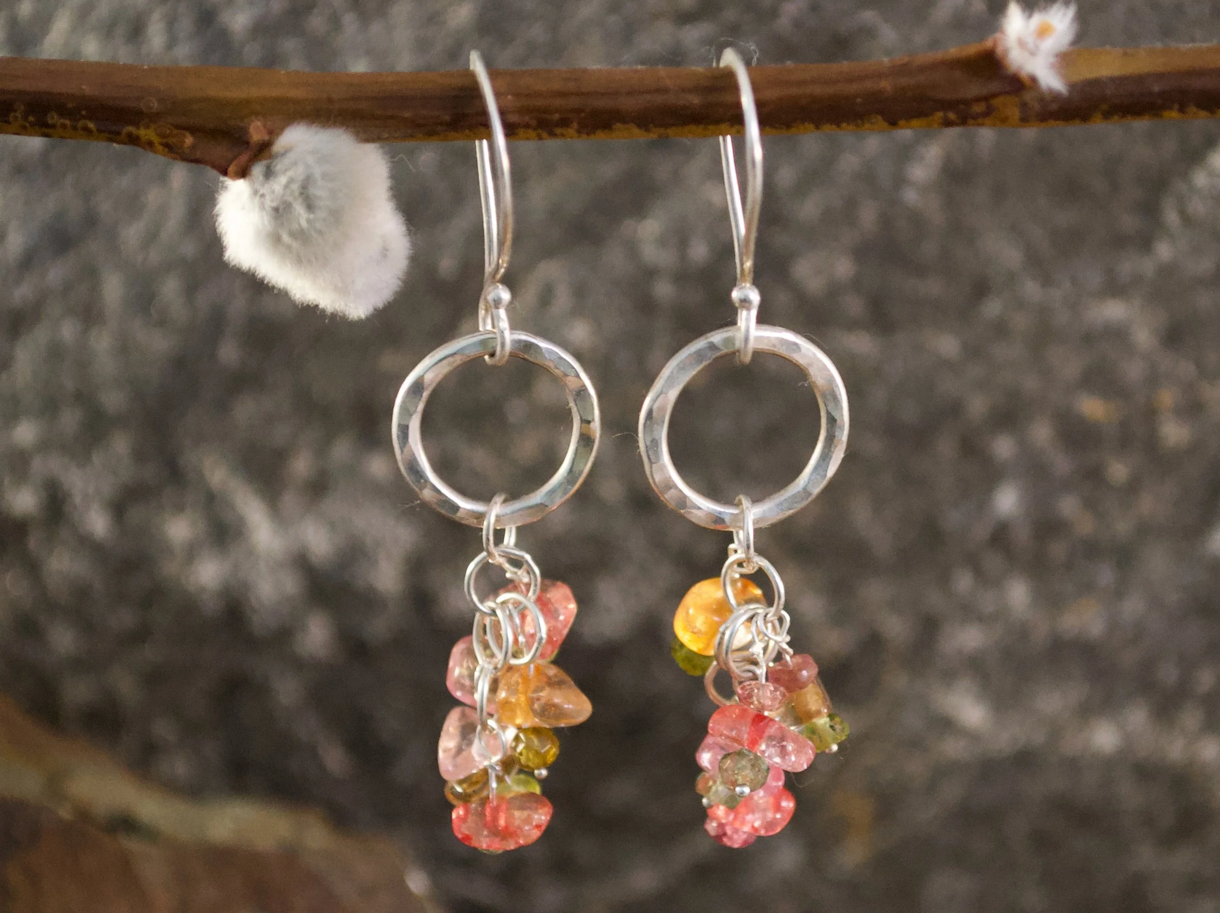 Candy Cluster Sterling and Glass Earrings