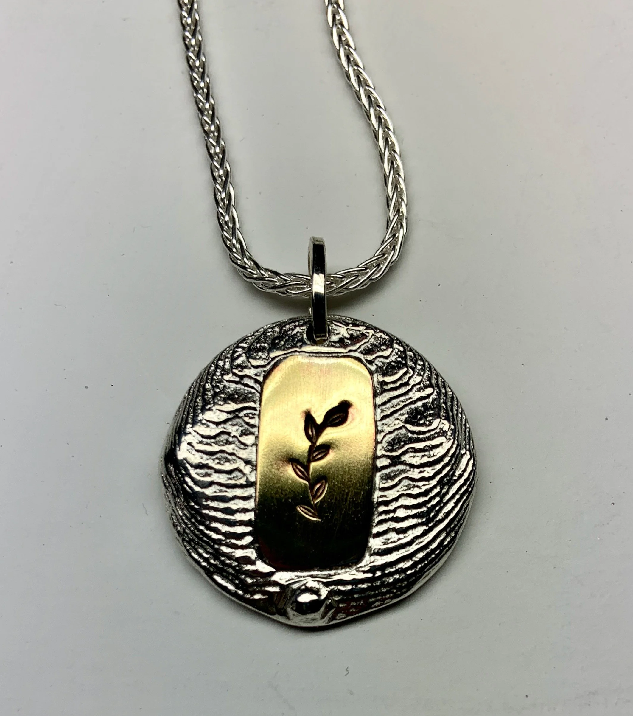 Cuttlefish Cast Sterling & Brass Pendant