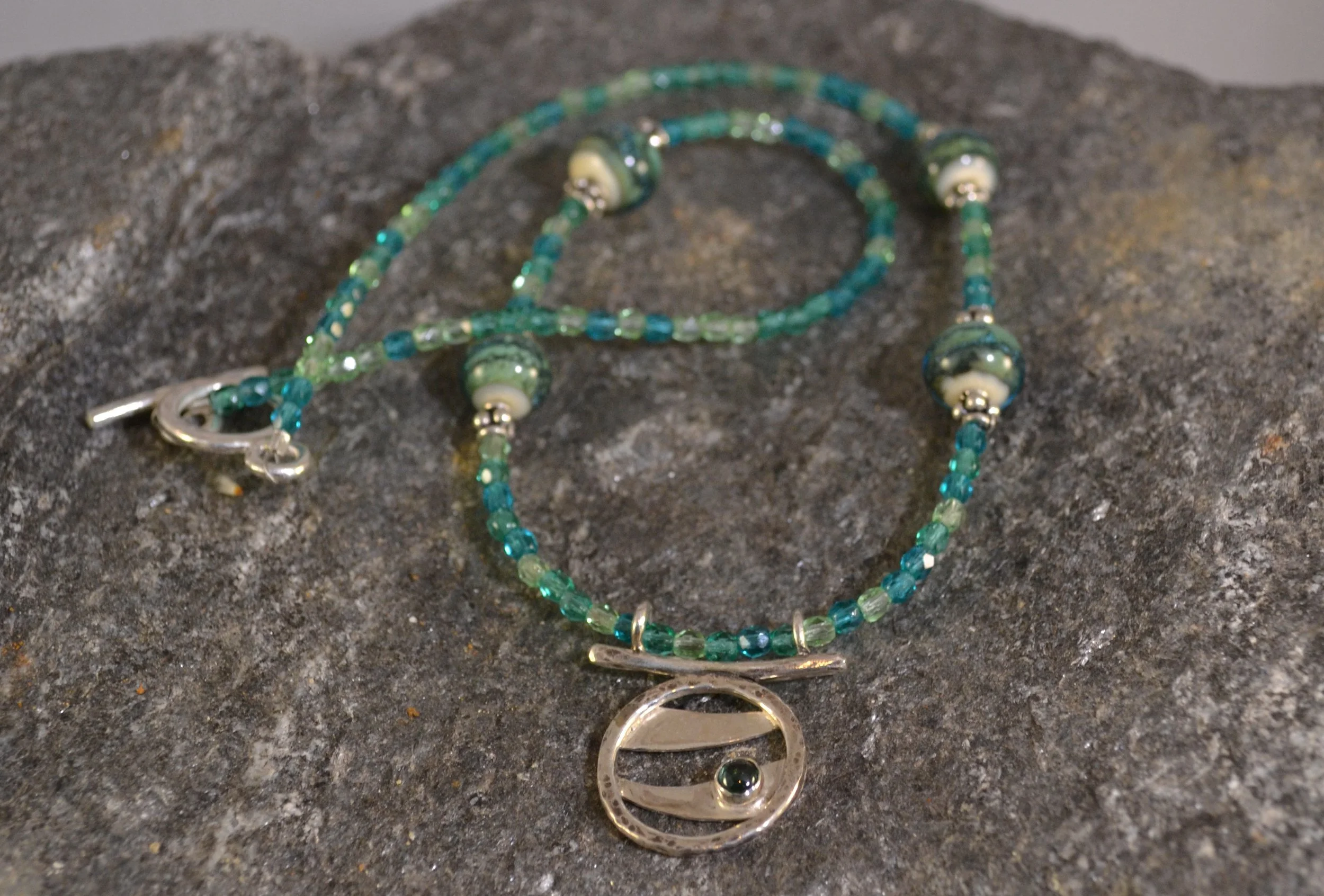 Ocean Breeze Sterling & Glass Necklace