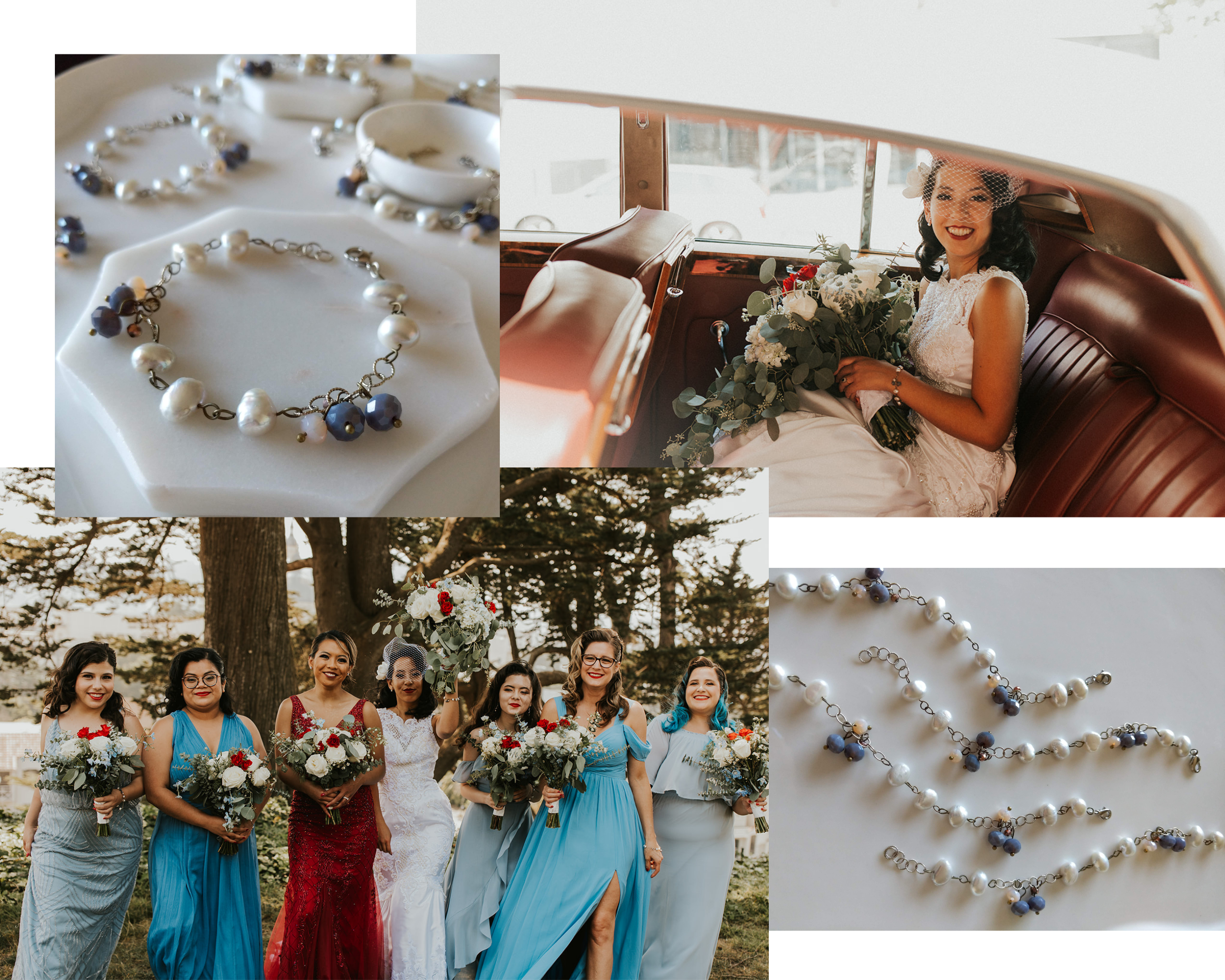Half pearl half crystal bridal bracelets for vintage-inspired wedding