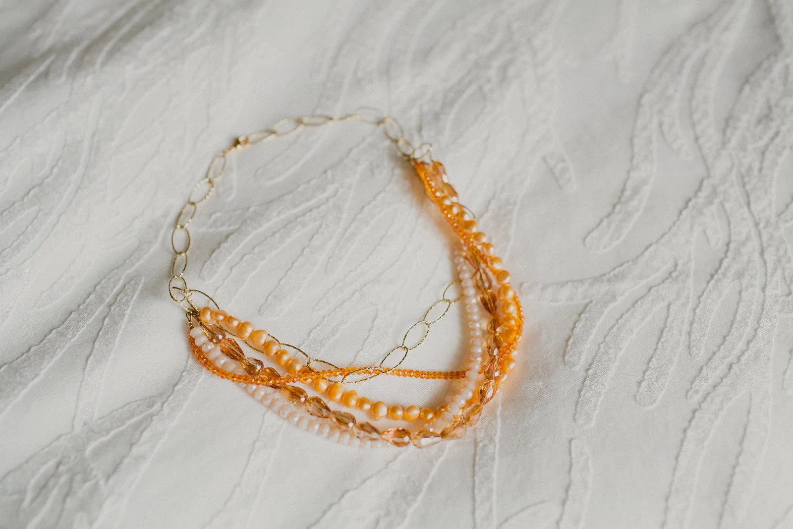 Orange pearl necklace custom bridesmaid gift Delphiq Jewelry