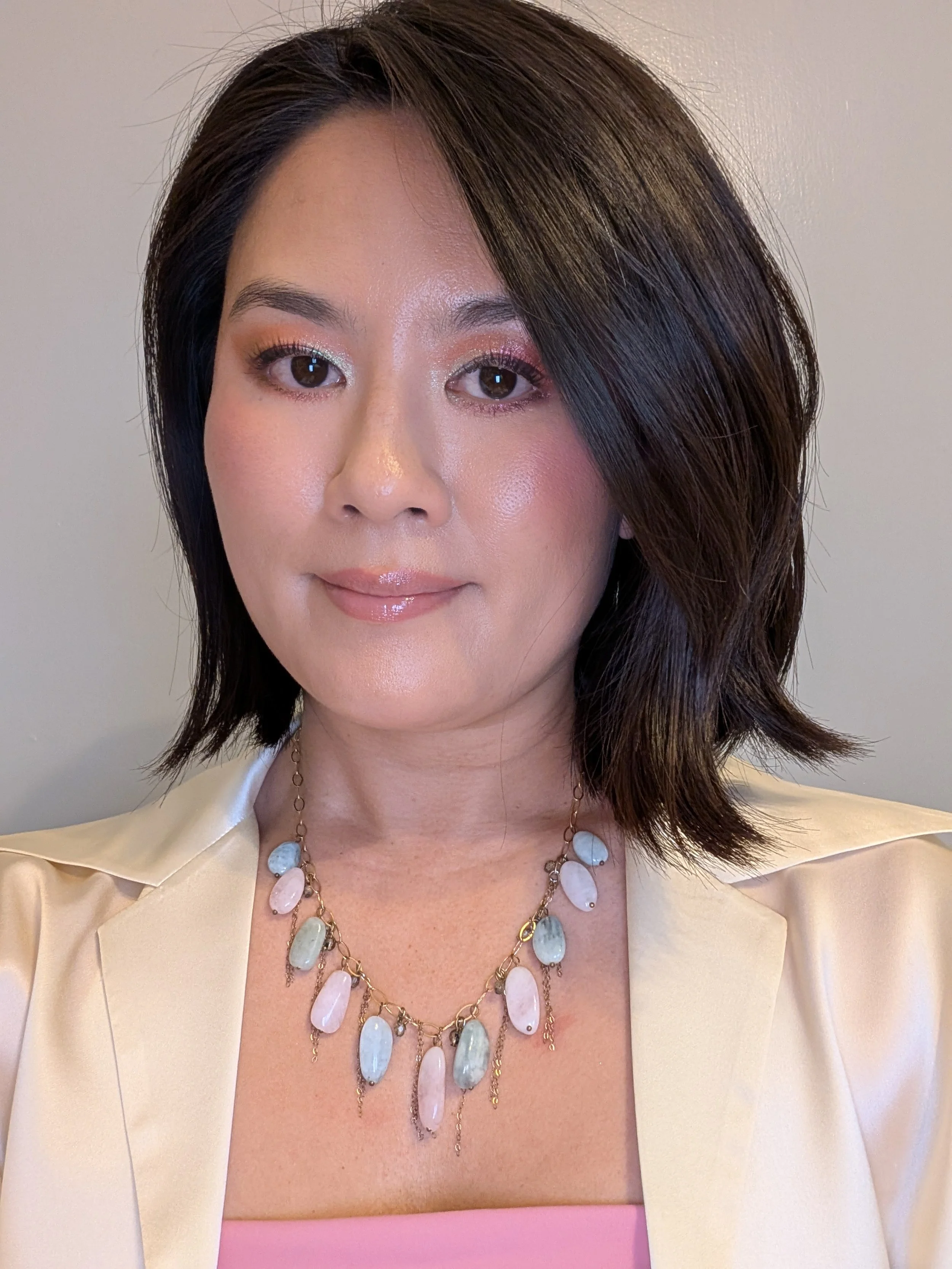 Morganite rare gemstone necklace handmade by San Francisco jewelry designer Delphiq Jewelry