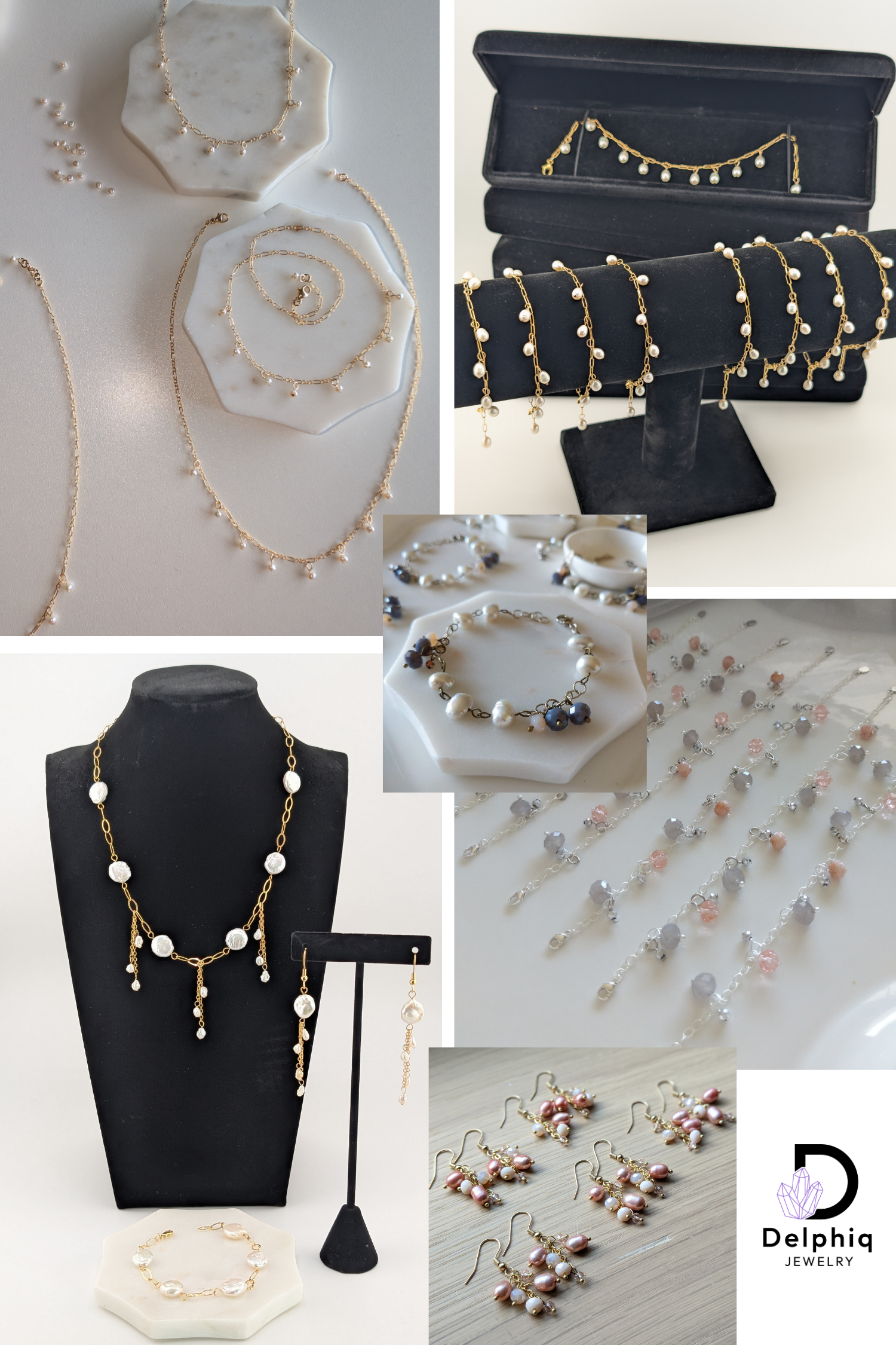 customizable bridal and bridesmaid jewelry matching wedding colors and style Delphiq Jewelry