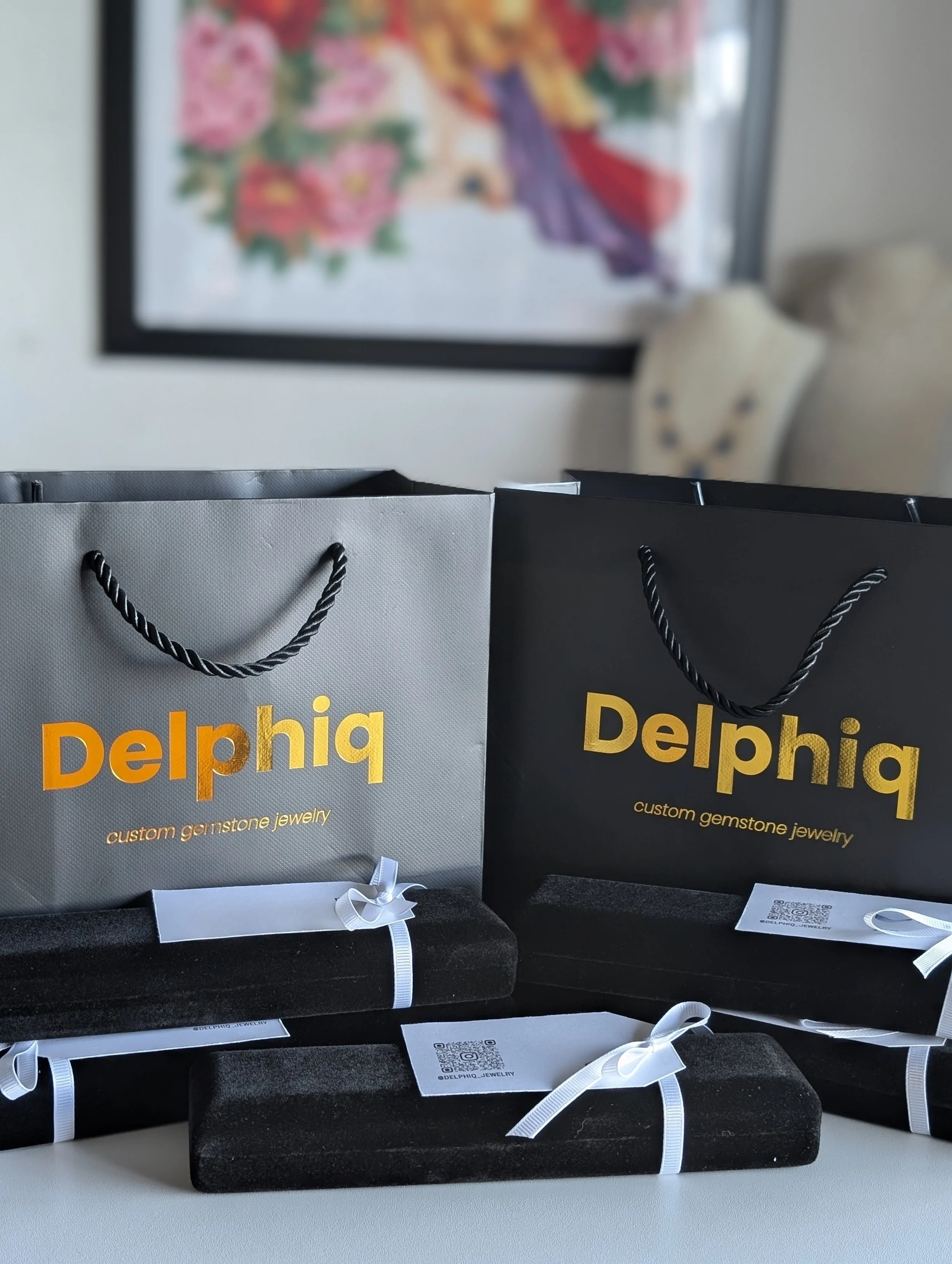 Bridal party jewelry gift packaging by Delphiq Jewelry
