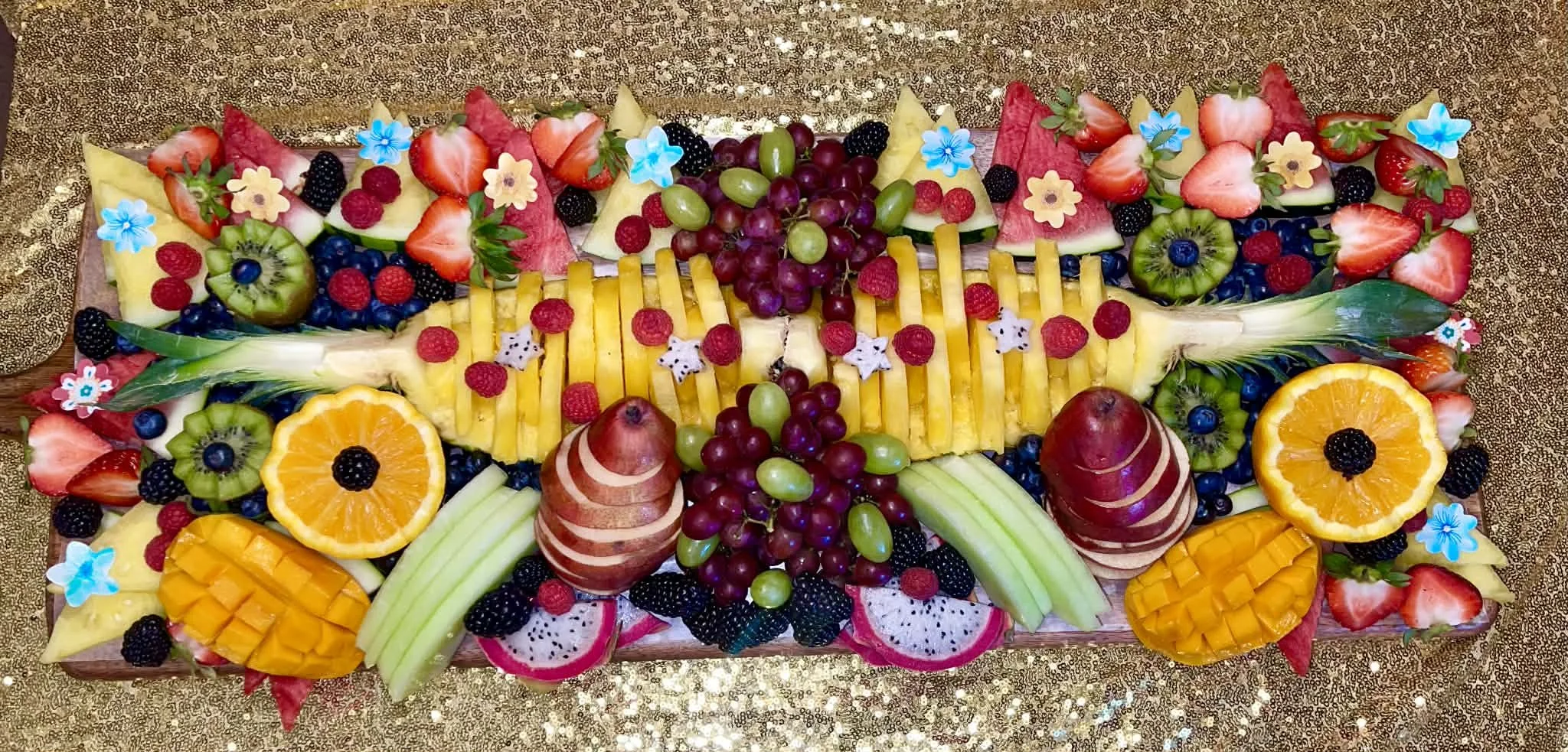 Large spread of fresh seasonal fruit