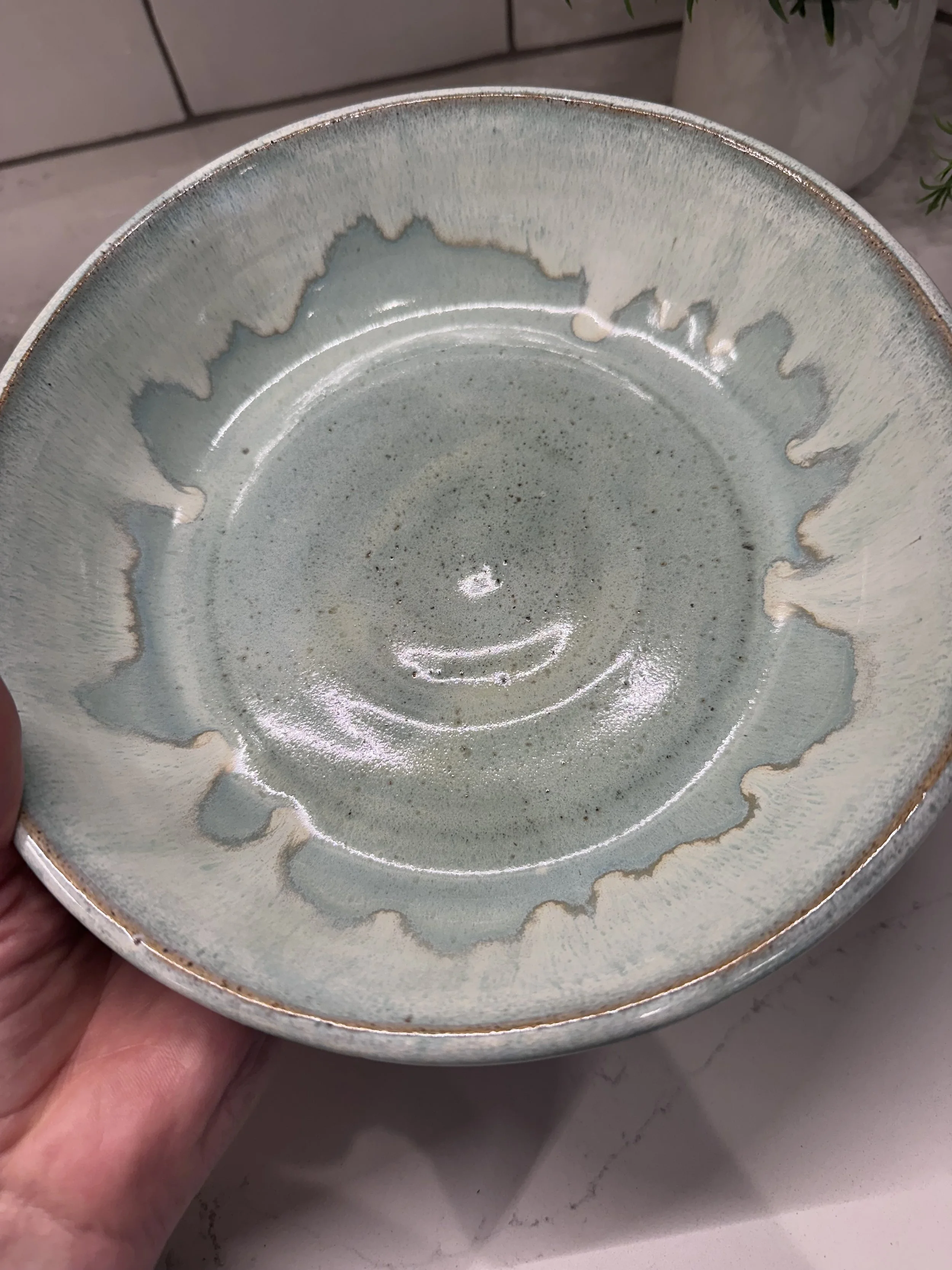 Handmade Ceramic Serving Bowl - Coastal Glaze
