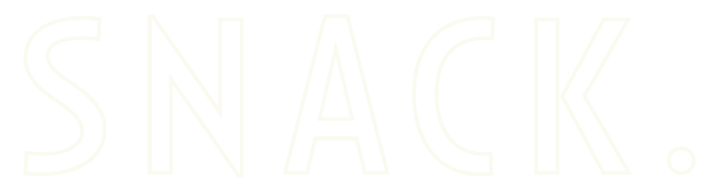 Text on black background reading 'SNACK.'