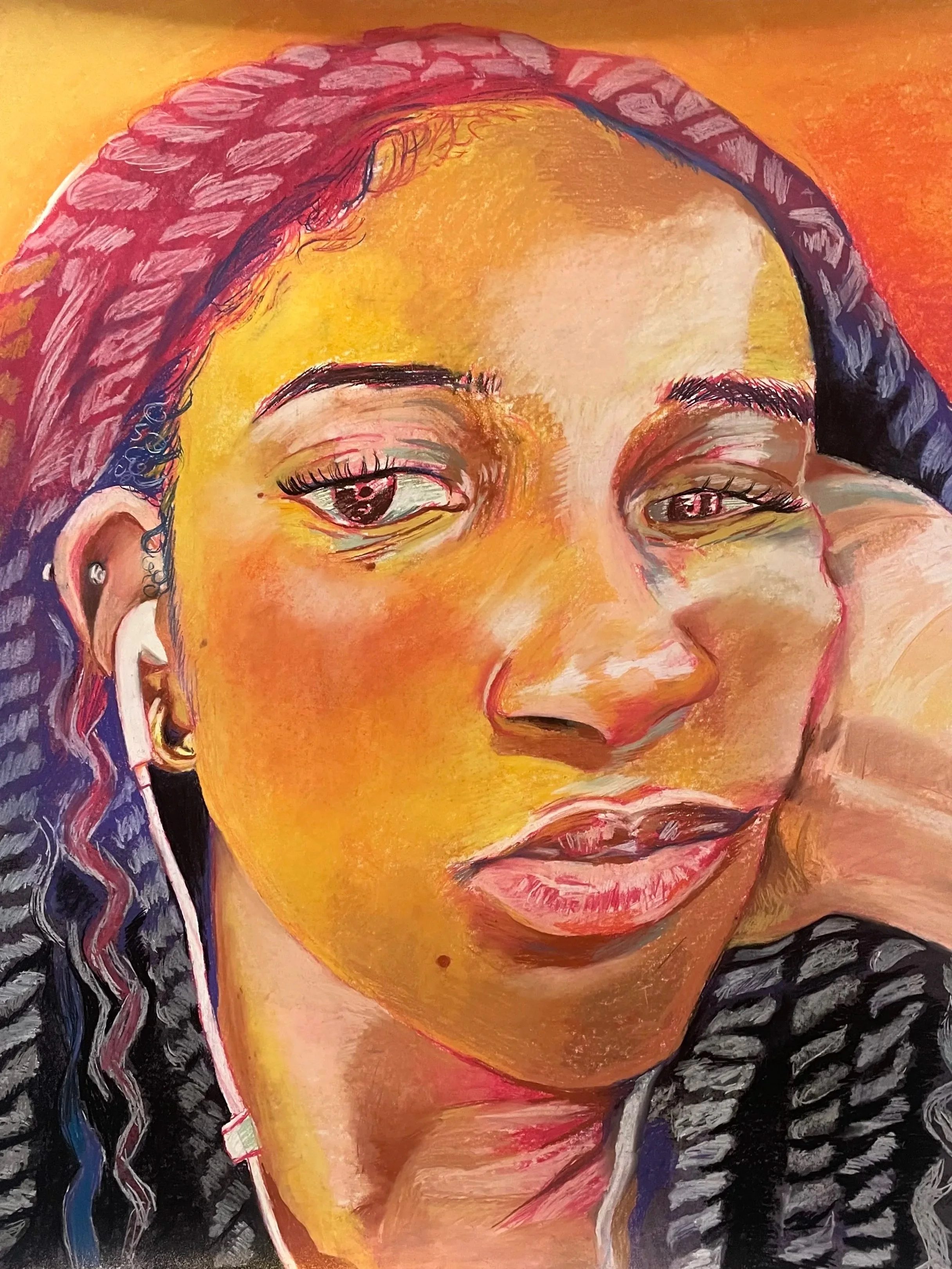 Self Portrait Drawing - Charcoal + Conti Crayon