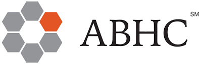 ABHC logo with hexagon graphics in gray and orange.