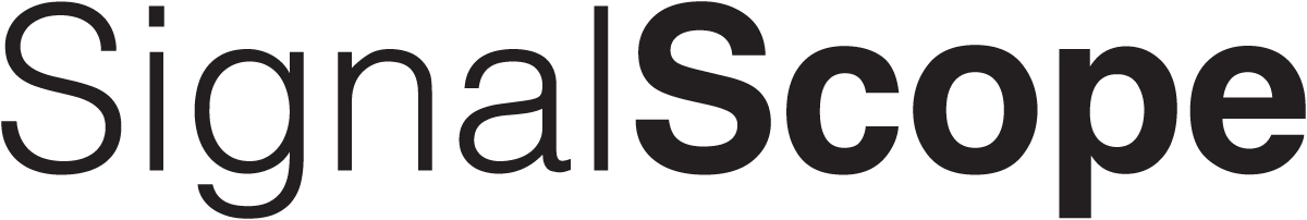 The image displays the word 'SignalScope' in black text on a white background.