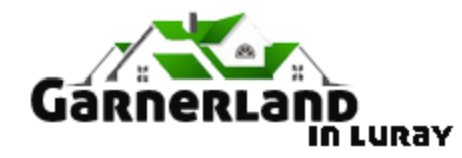 Logo for GARNERLAND in Luray featuring green and black graphic of a house and trees