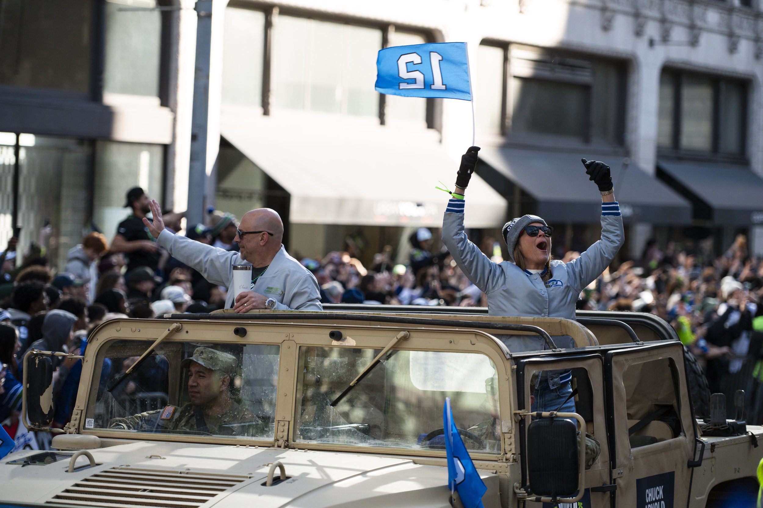 Seahawks Championship Parade Turns Downtown Seattle Into a Sea of Blue and Green