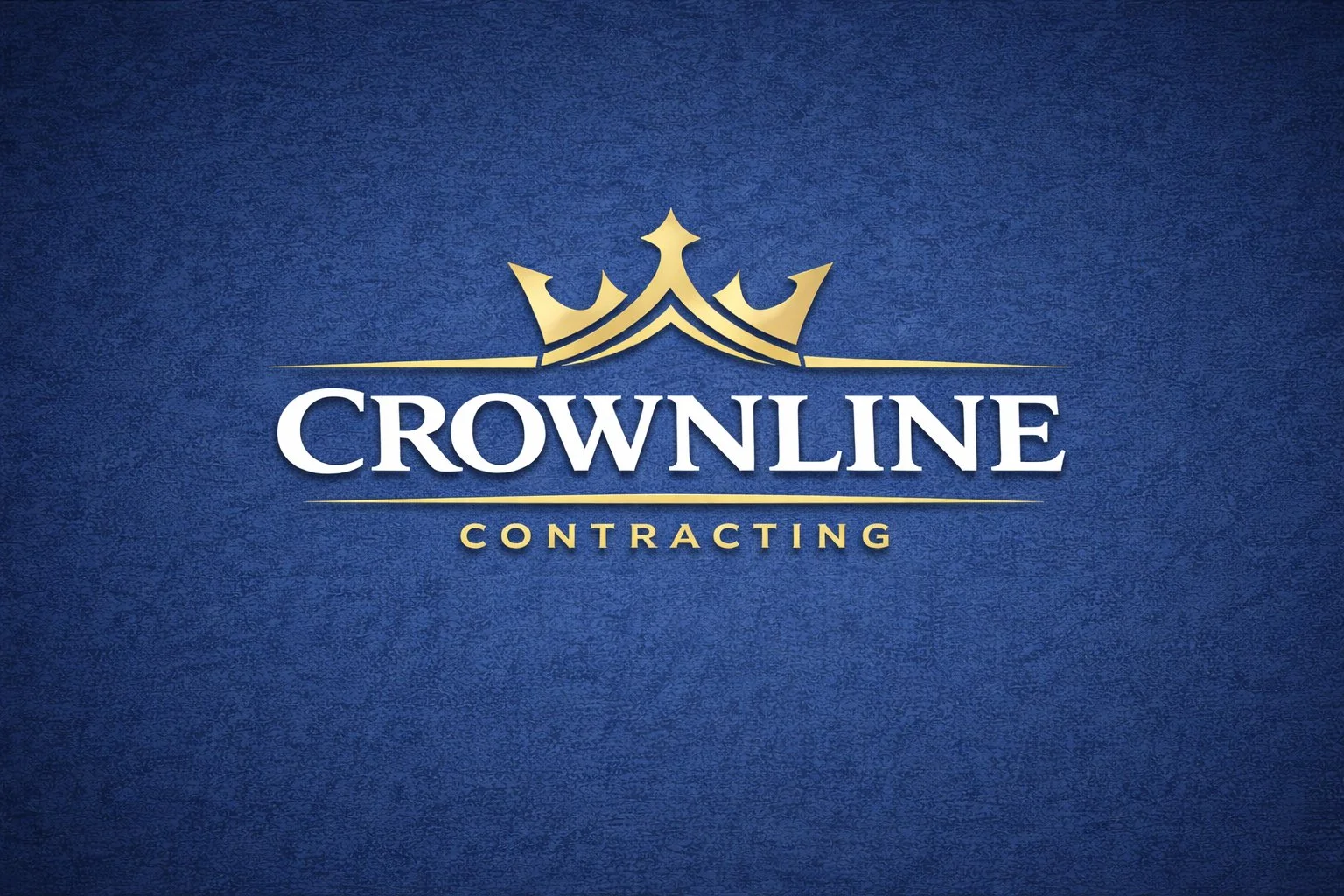 Logo for Crownline Contracting with a gold crown above the text, set against a dark blue textured background.