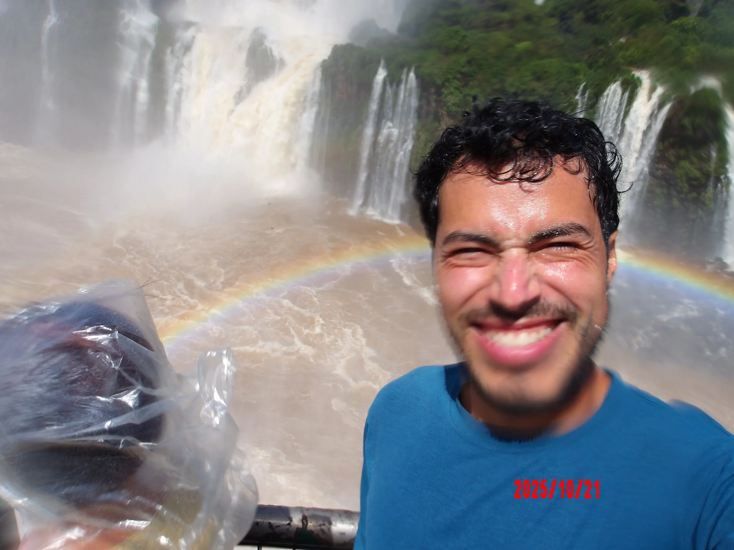 Selfie en las Cataratas de Iguazú en Brasil.