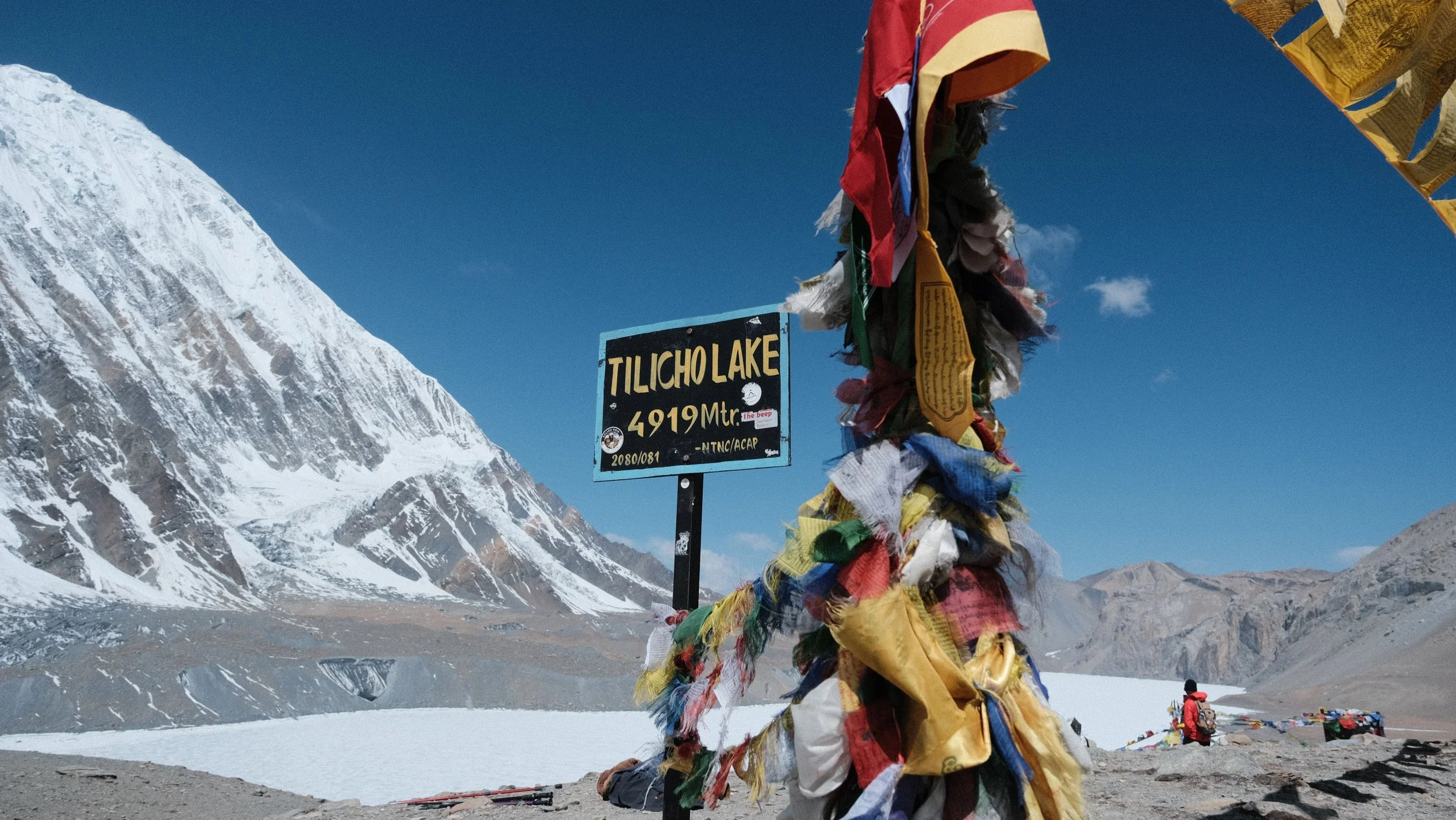 Cartel del Tilicho Lake en el Circuito de Annapurna