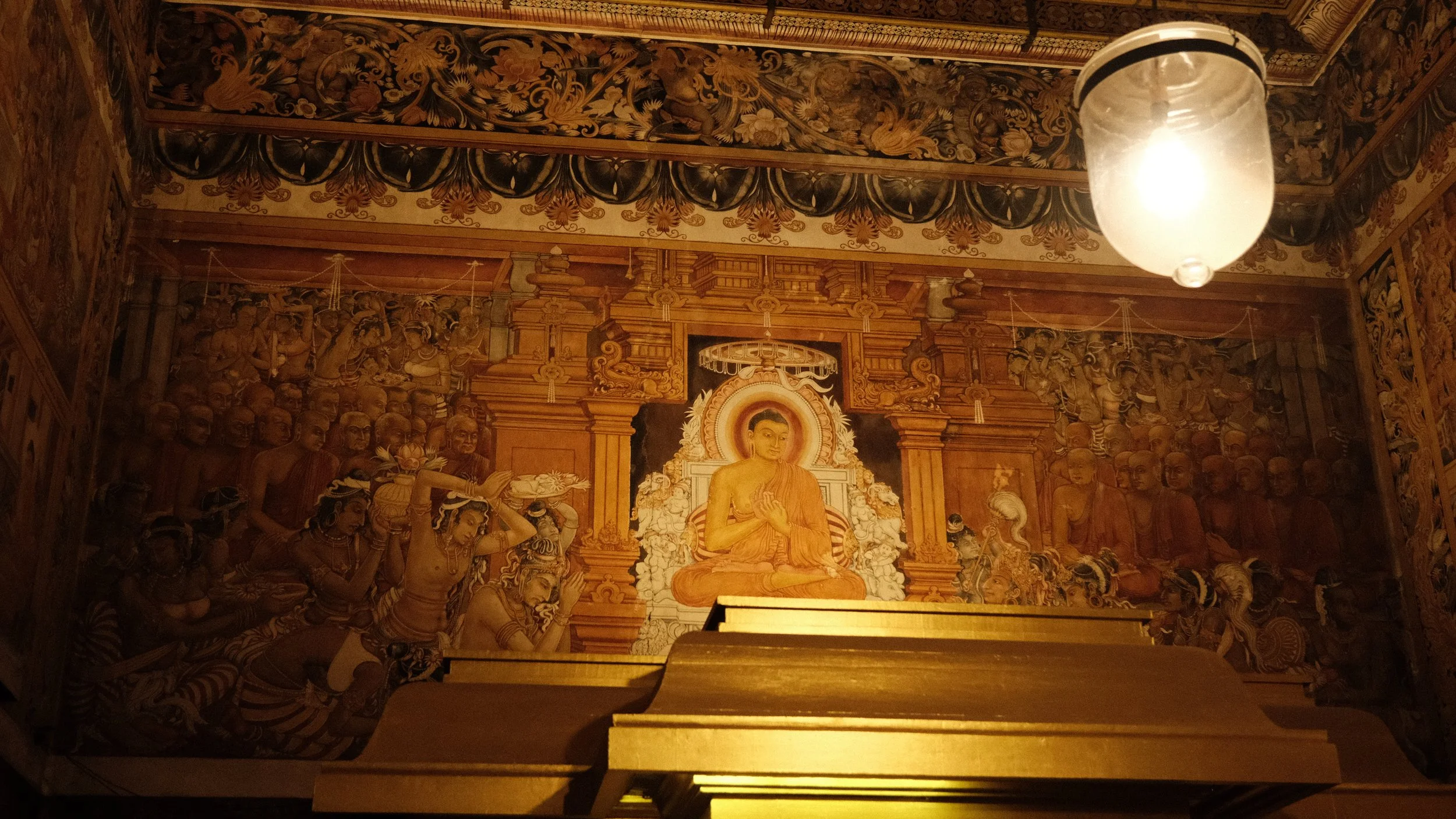 Mural en el templo Kelaniya Raja Maha Vihara