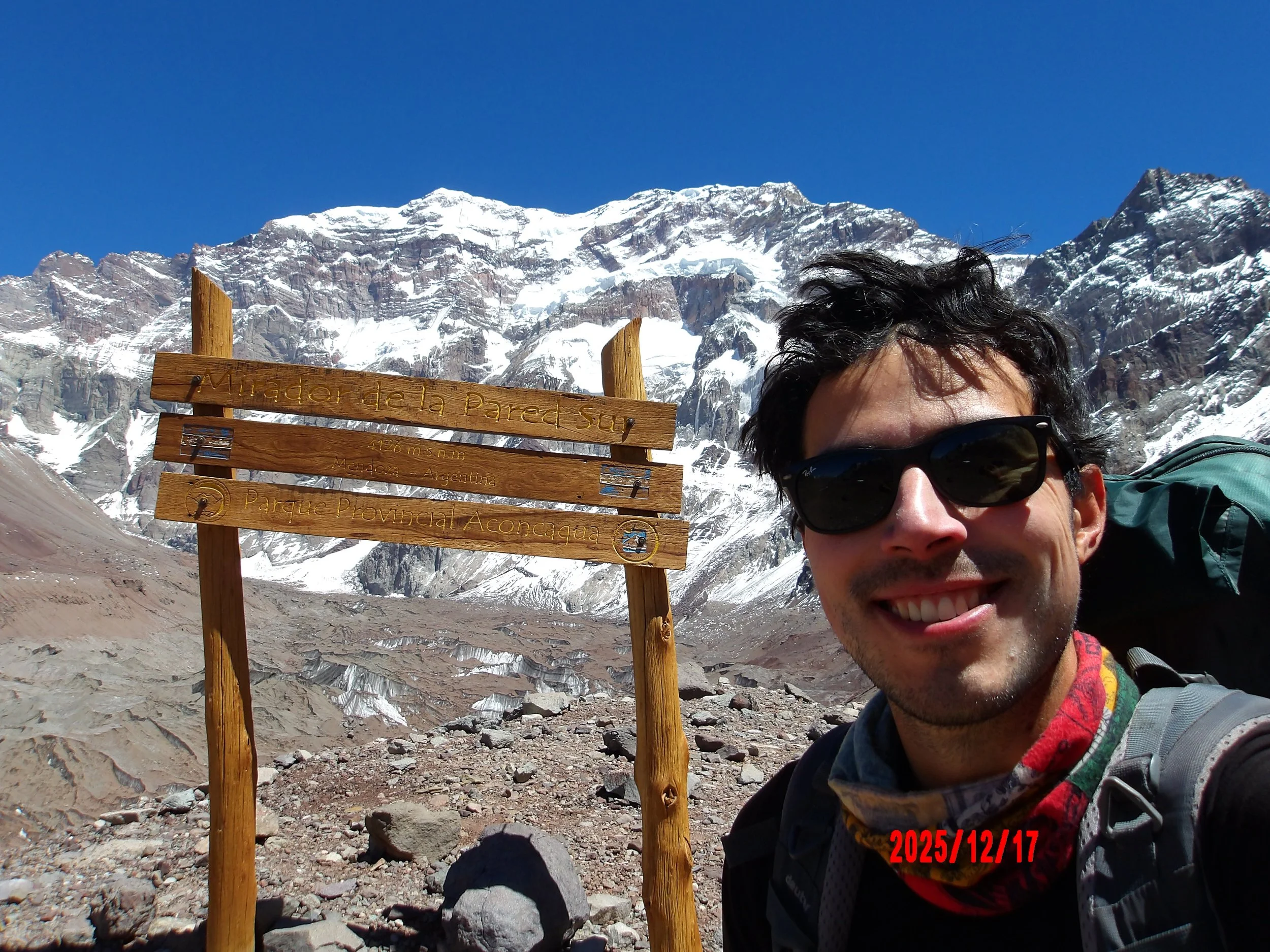 Selfie en el Mirador en Plaza Francia Aconcagua