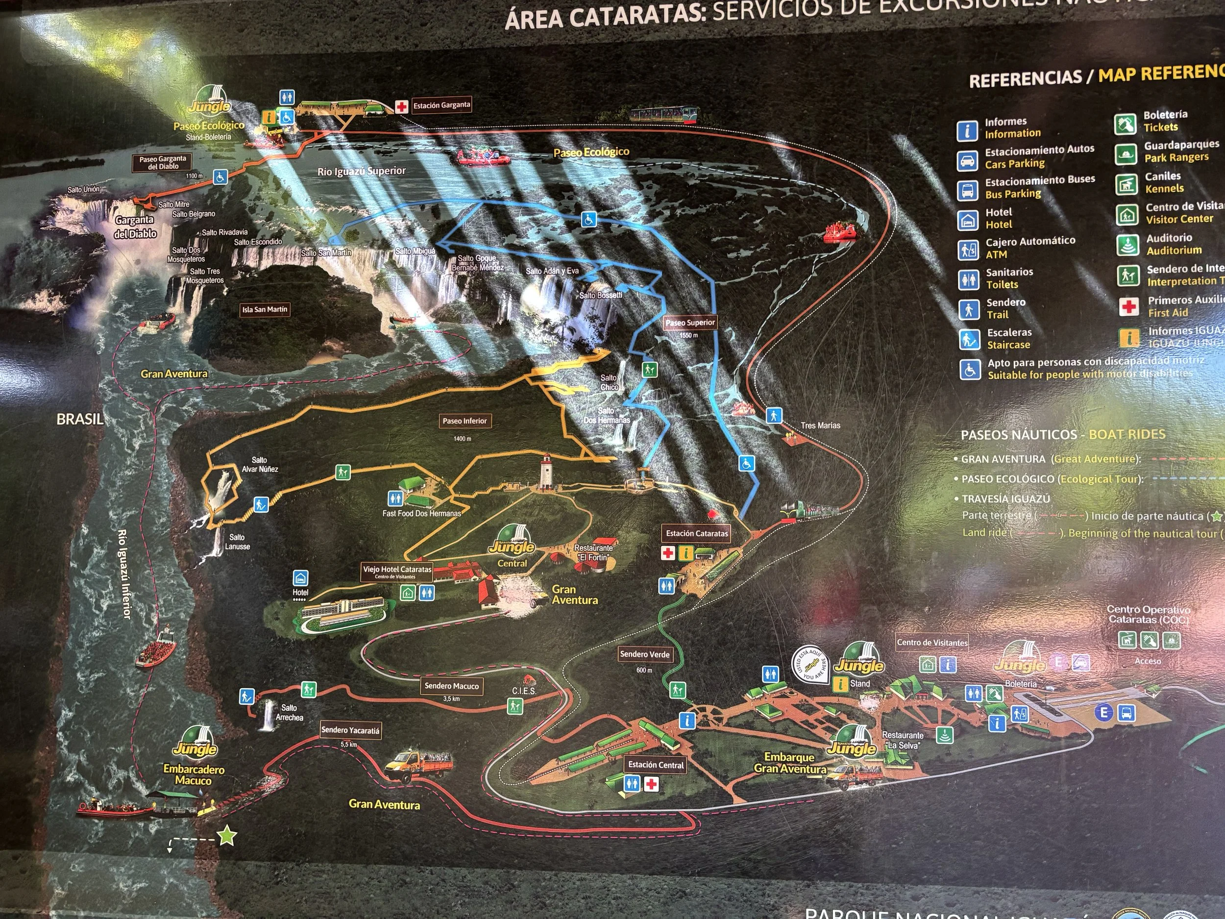Mapa de las cataratas del Iguazú en Argentina