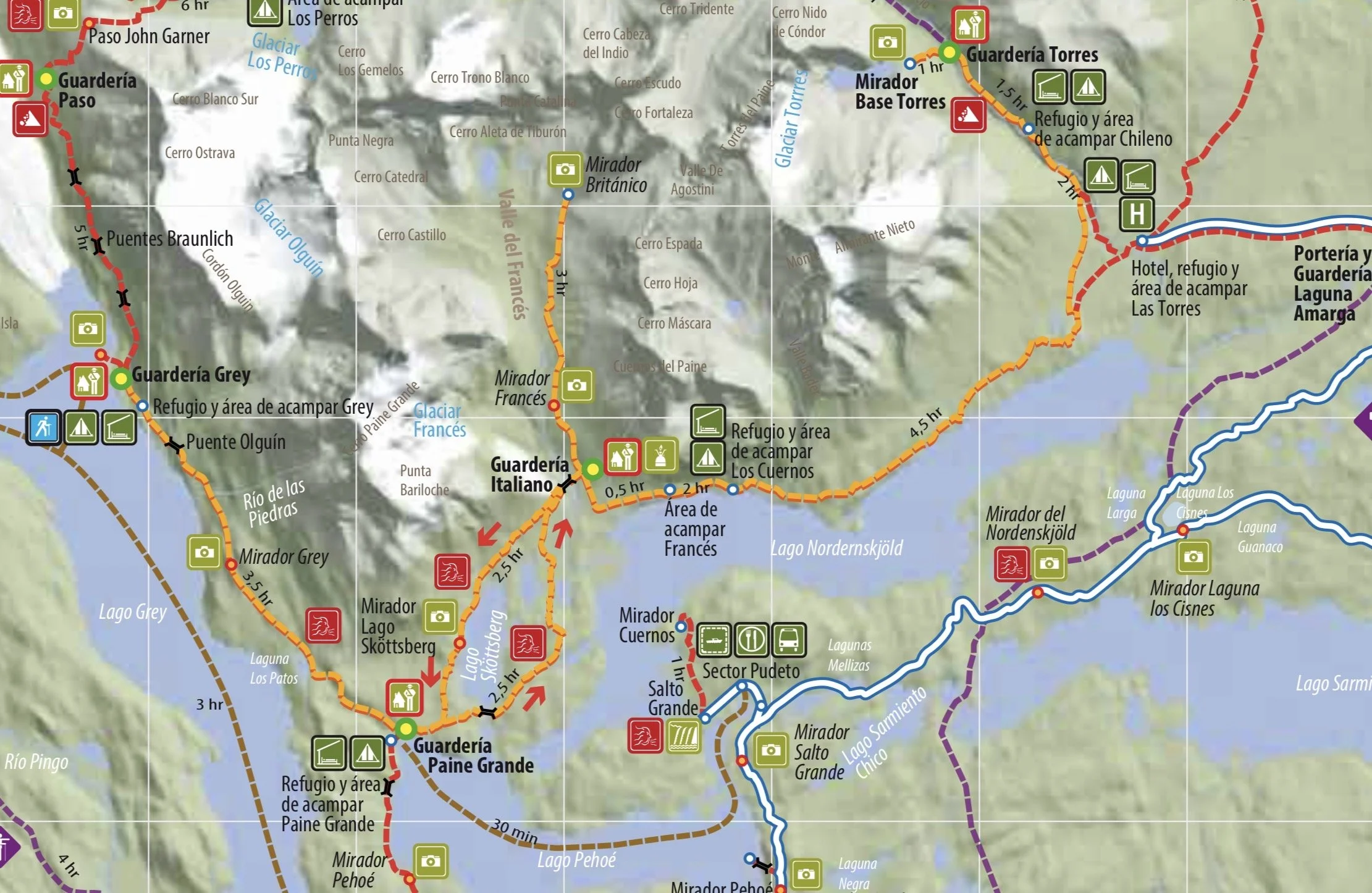 Mapa del W trek