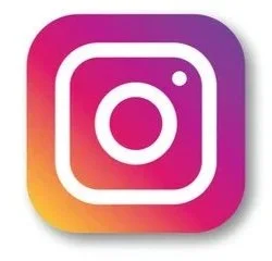 Instagram logo with a colorful gradient background and white camera icon.