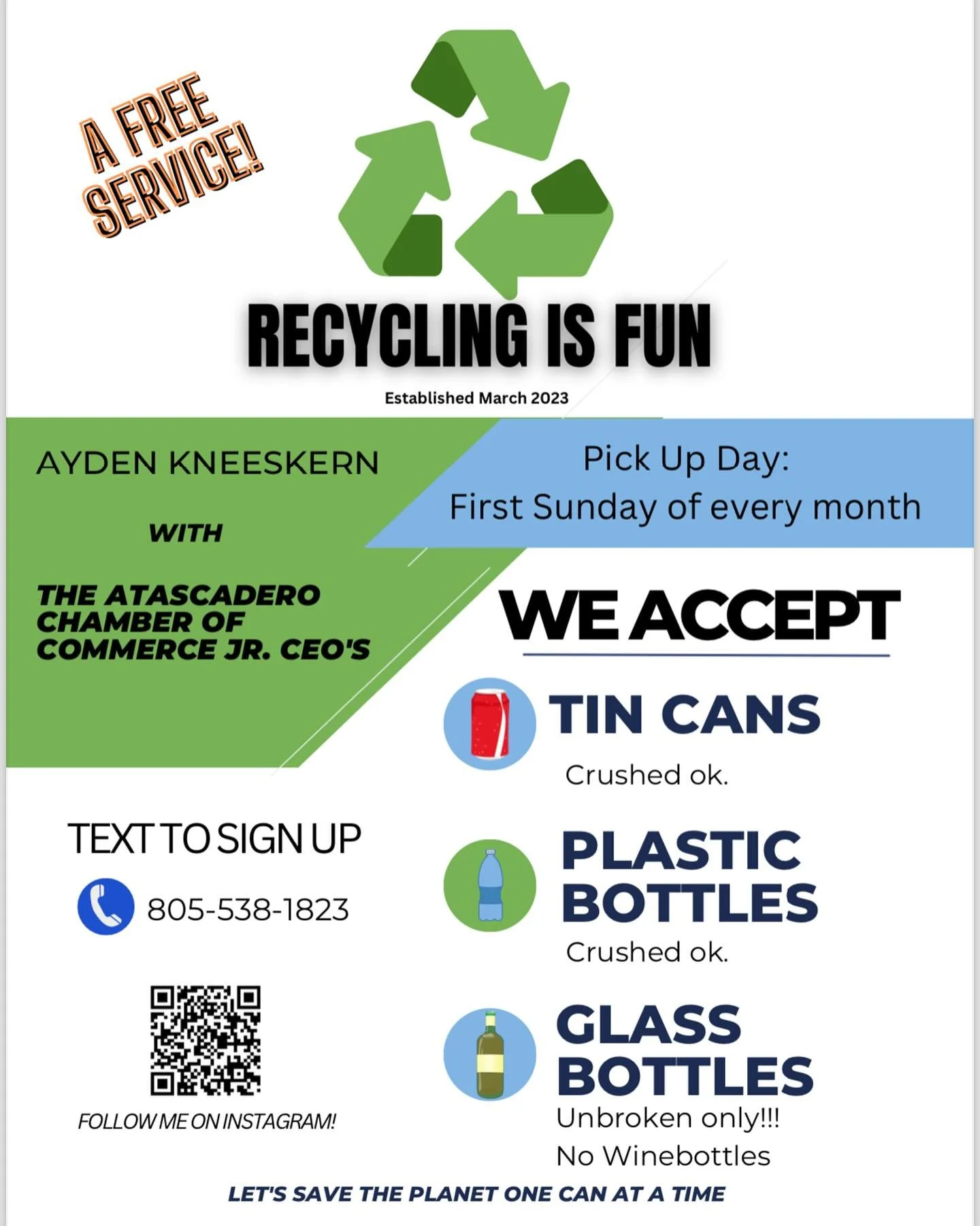Come visit me and my fellow #jrceos at the @atascaderolaplaza on Sunday at 11 and support my business. ♻️