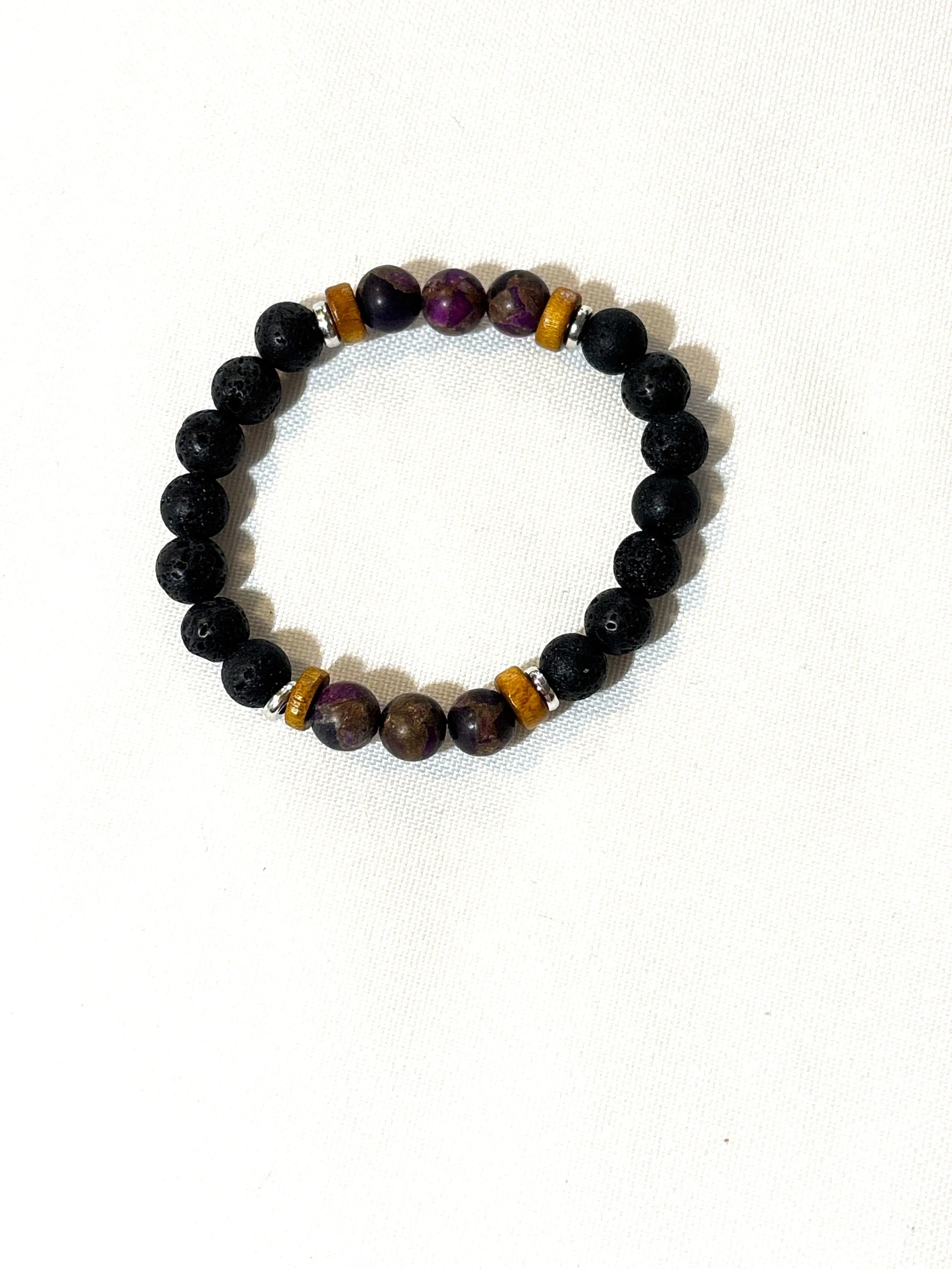 Lava bead and matte purple bracelet