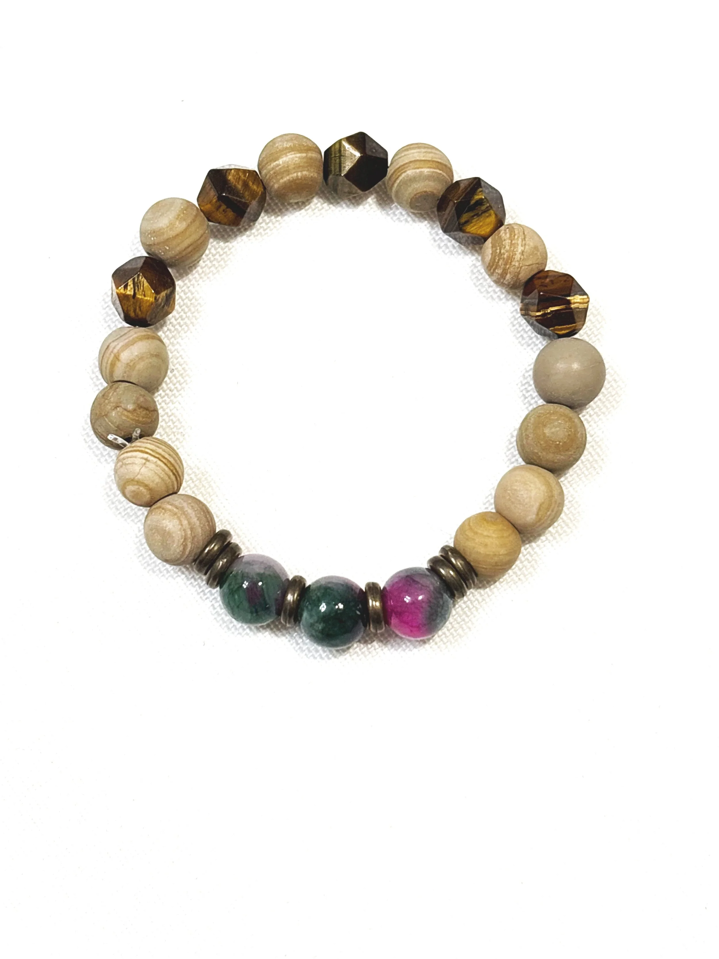 Natural Stone with Persian Stone and Star cut Tiger's eye. 8mm