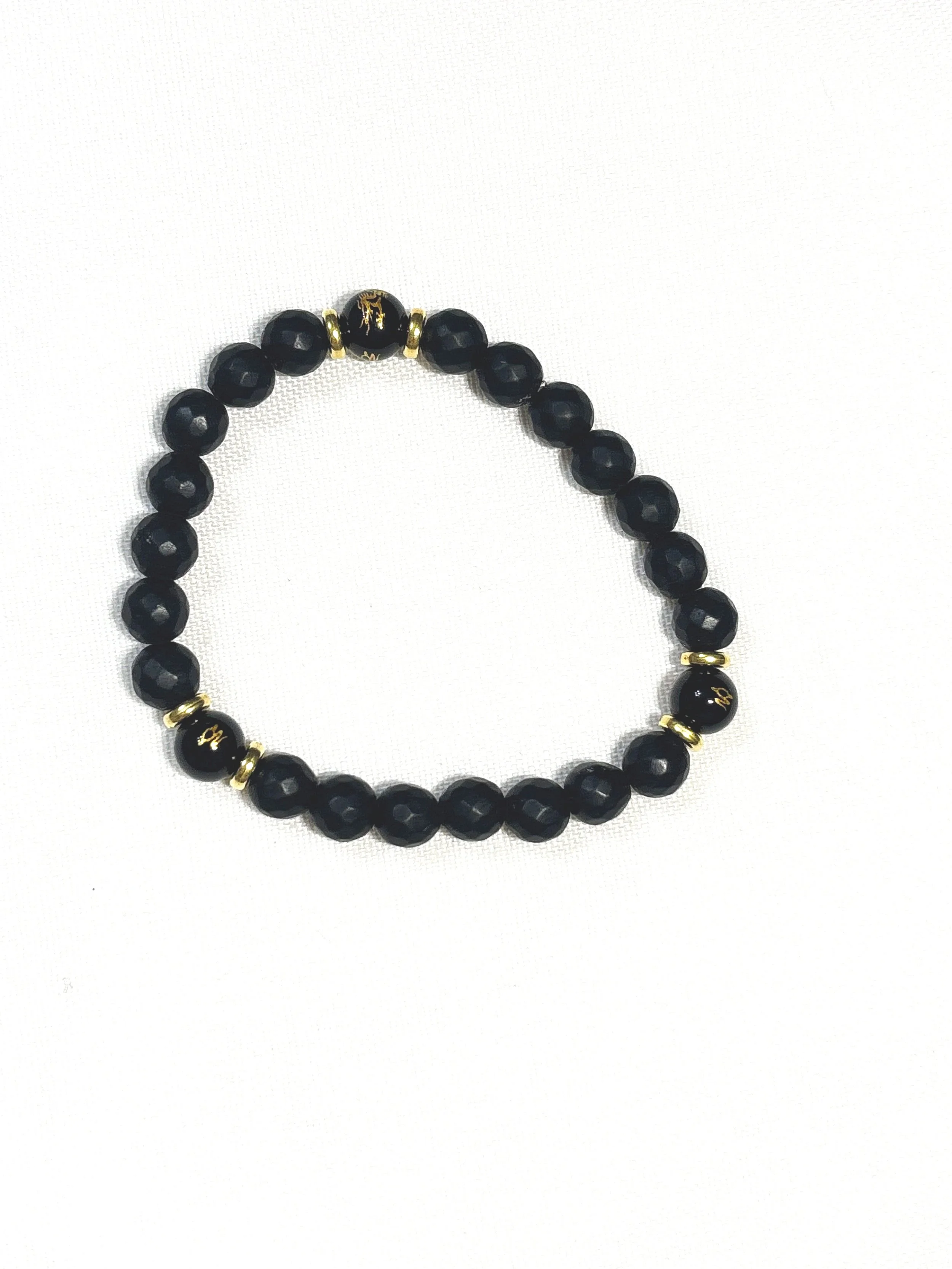 Black Matte Stone Beads with Black Onyx carved Dragon Beads. 8mm